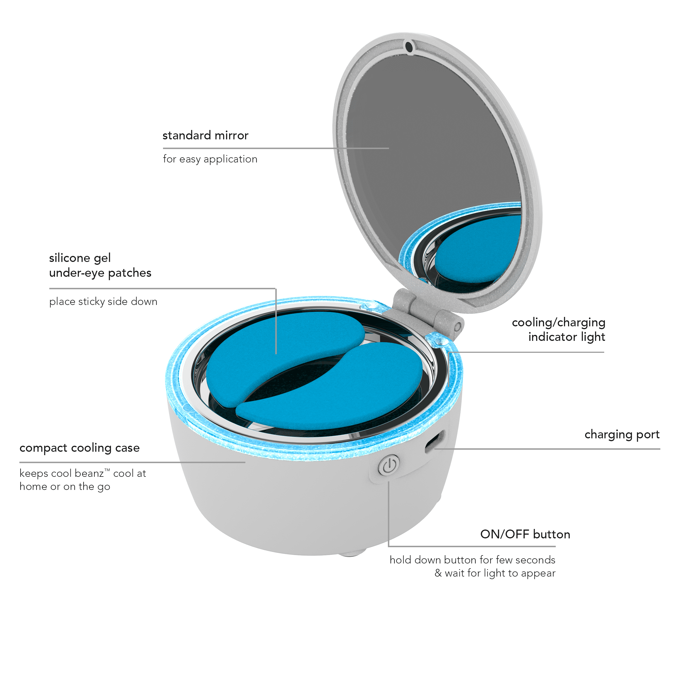 SKN by Conair Cool Beanz Reusable Under Eye Patches, Rechargeable - Image 2