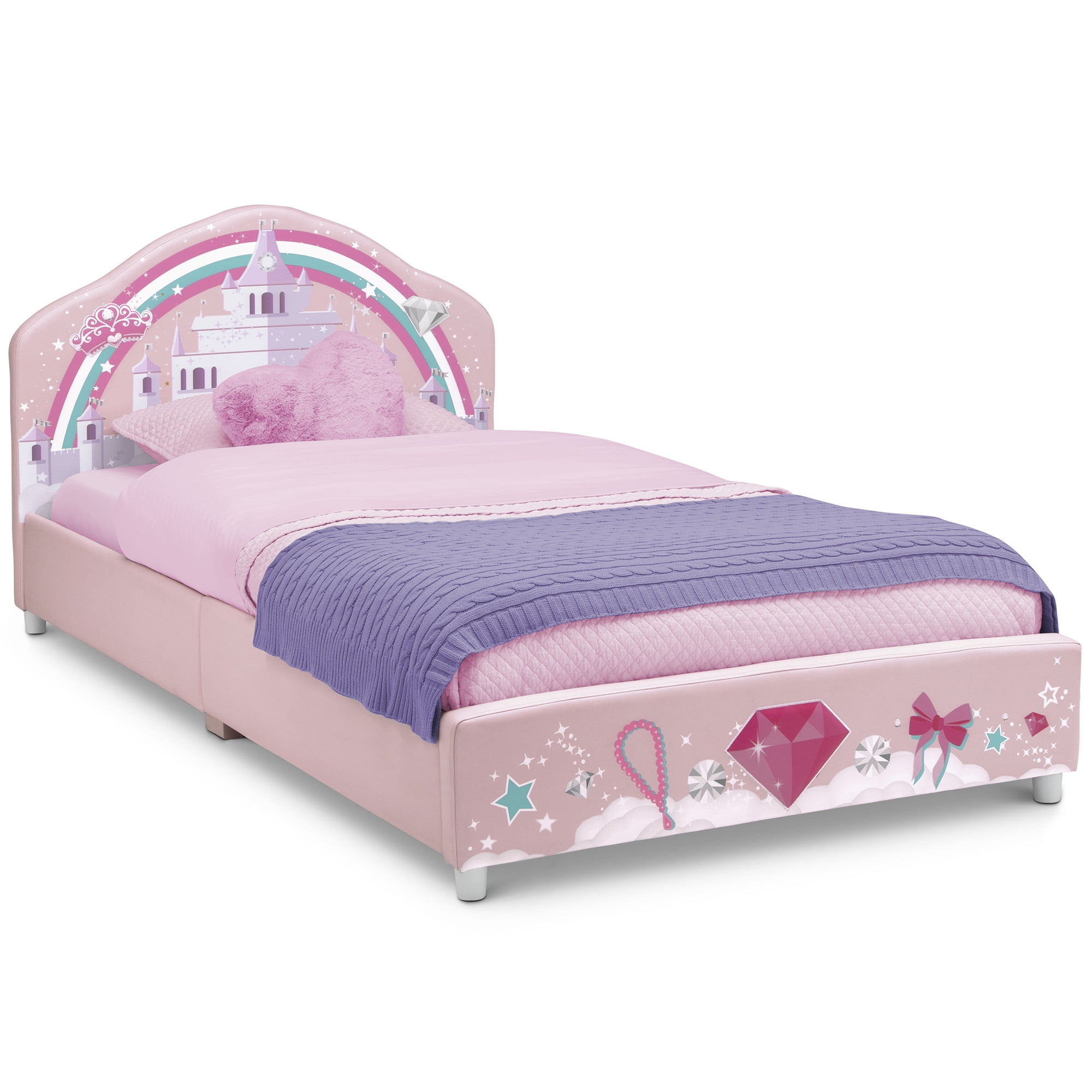 Delta Children Princess Upholstered Twin Bed, Pink - Image 4