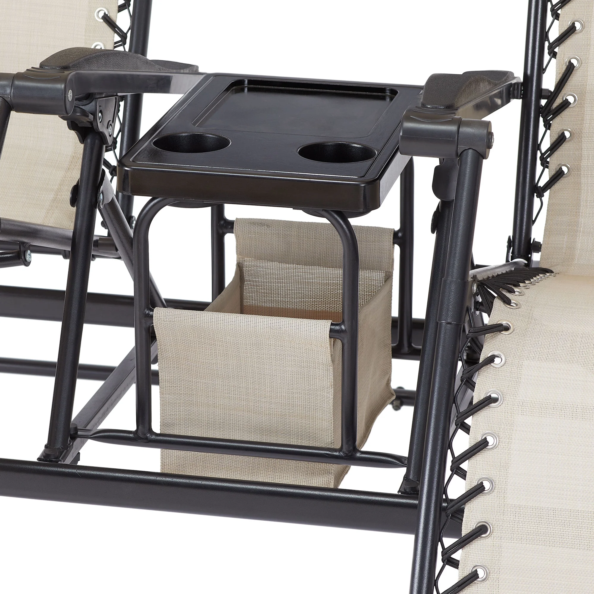 Mainstays Dashwood 2-Seat Steel Freestanding Canopy Porch Swing with Center Table, Beige/Black - Image 7