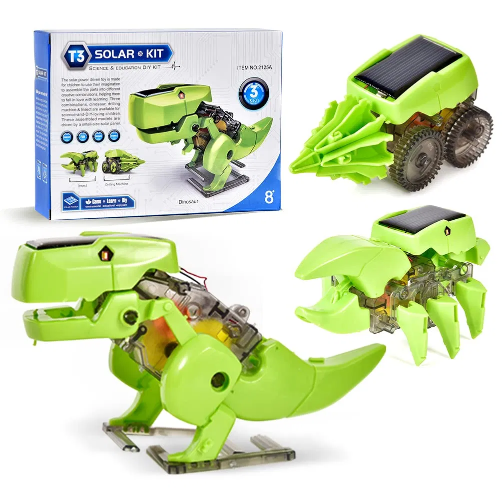 CEDQ Educational STEM Toys, 3-in-1 Solar Robot Dinosaur Kit, DIY STEM Dinosaur, Insect Unicorn, Drilling car Toys, Science Kit for Kids 8-12 Years Old Gifts, Build a Robot DIY Toys, Green - Image 14