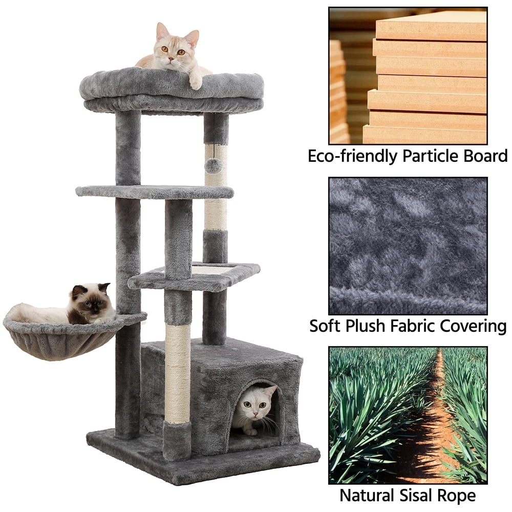 Cat Tree for Large Cats, Multi-Level Cat Tower with Sisal Covered Scratching Posts, Spacious Condo, Cozy Hammock and Plush Top Perch - Image 3