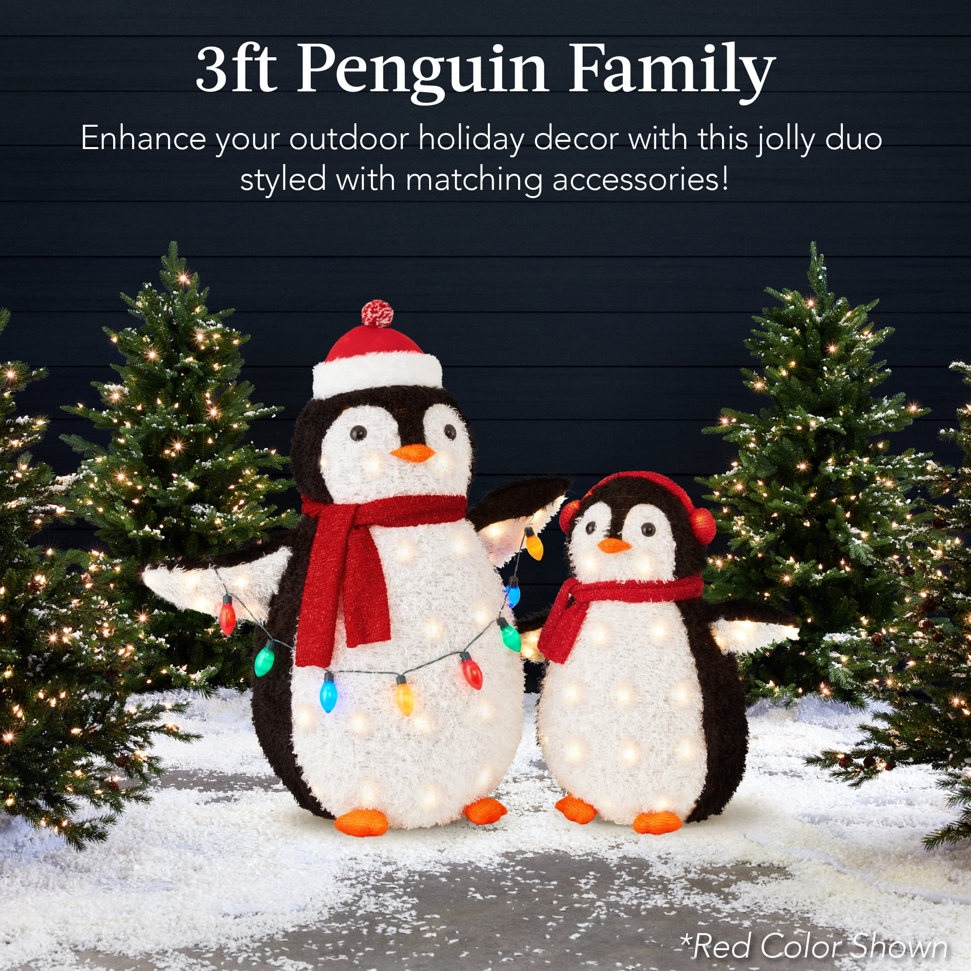 Best Choice Products 2-Piece Lighted 3ft Pop-Up Penguin Family Outdoor Christmas Decoration w/ 150 LED Lights - Blue - Image 5