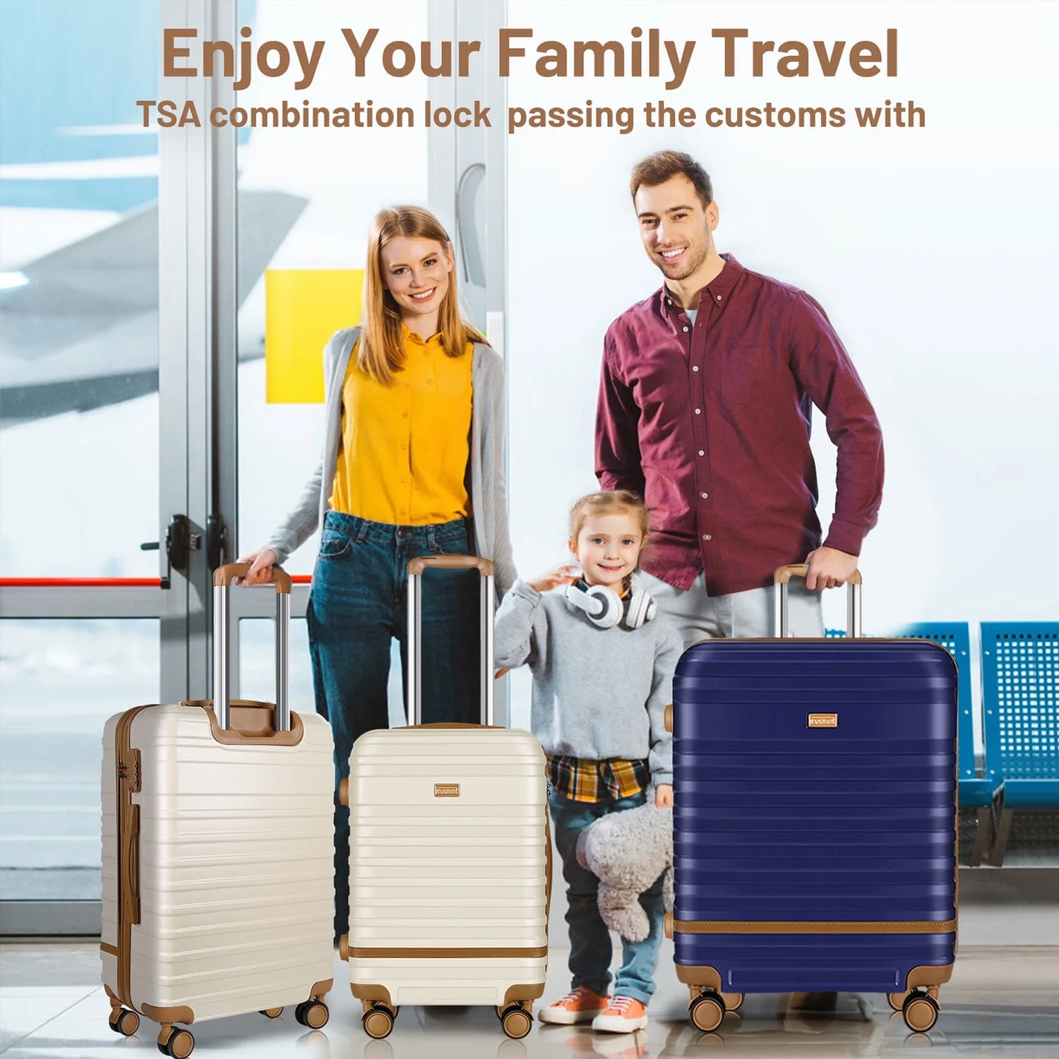 Musment Luggage Sets and Travel Duffel Bag Set of 5, ABS Hardshell Hardside Checked Luggage with TSA Lock and Double Spinner Wheels Suitcase - Image 2