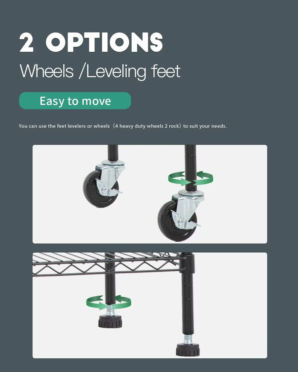 BestOffice 6 Tier Wire Shelving Unit with Wheels 2100lbs Capacity.Adults Can Easily Use it,Black. - Image 5