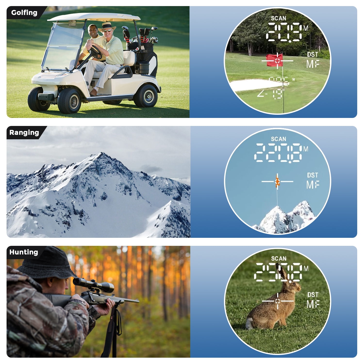 Golf Rangefinder with Slope, 1200 Yards Laser Golf Rangefinder, 6X Magnification, USB Rechargeable Golf Laser Rangefinder with Flag Lock Magnetic, Laser Rangefinder for Hunting Golfing, Gift for Teen - Image 6