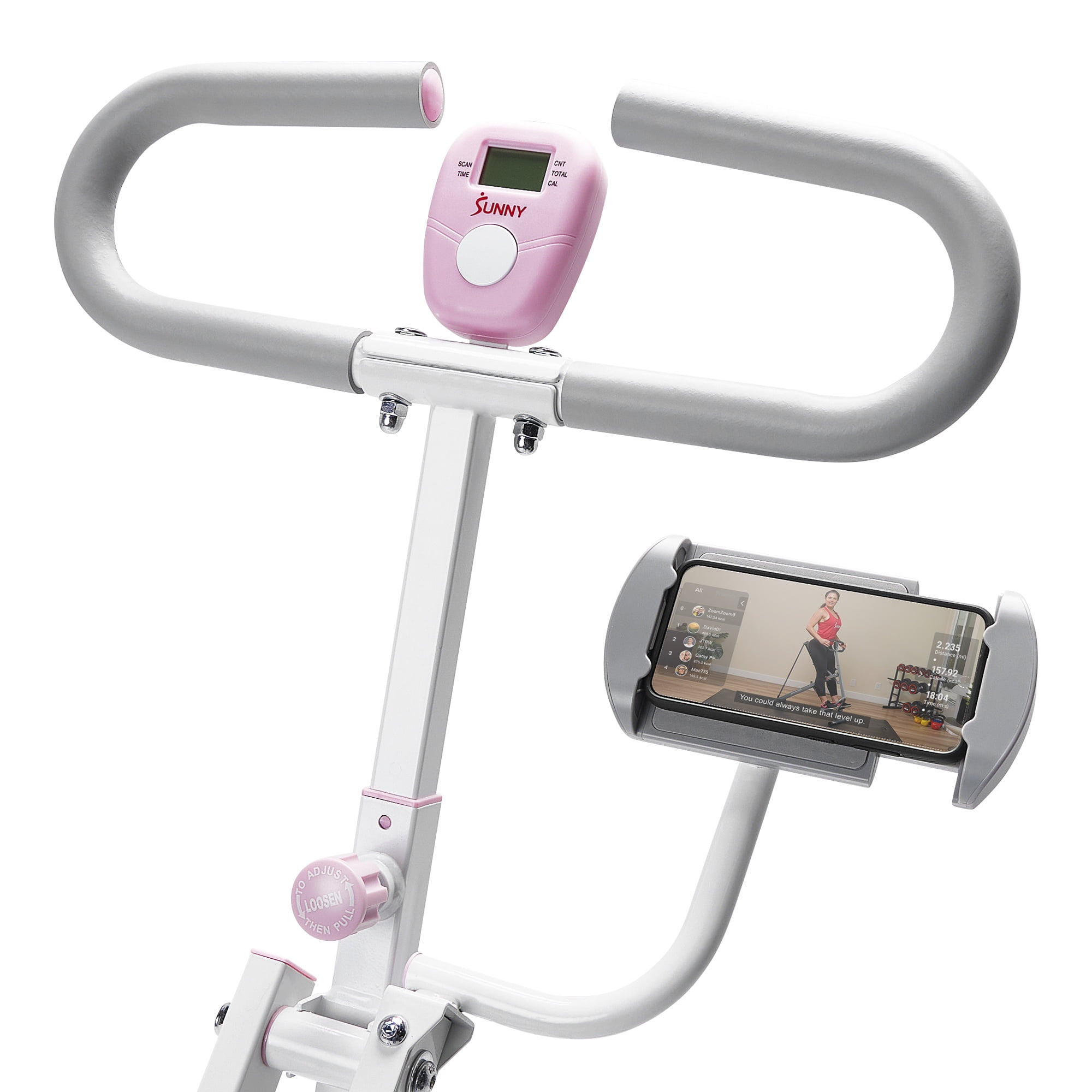 Sunny Health & Fitness Pink Row-N-Ride Plus, Squat Assist Rower for Glutes and Full Body Workout, 330 LB Capacity and Free Access to SunnyFit App - P2100SMART - Image 8