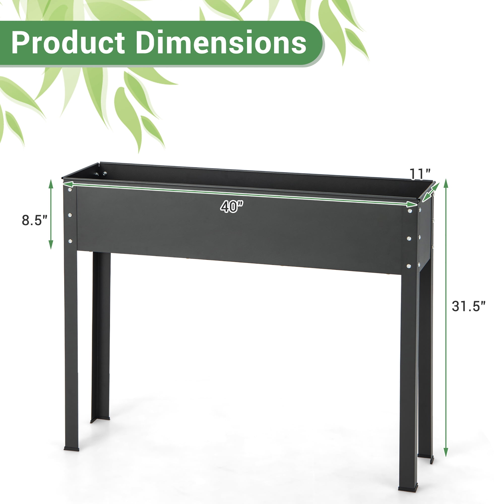 Costway 40'' Raised Garden Bed with Legs Metal Elevated Planter Box Drainage Hole Backyard - Image 4
