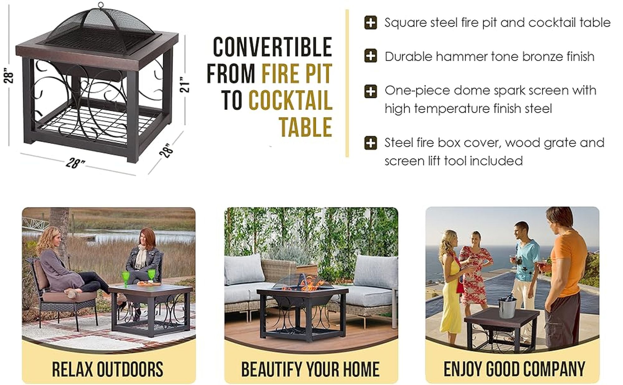 Fire Sense Convertible 28 in. Fire Table - Image 7