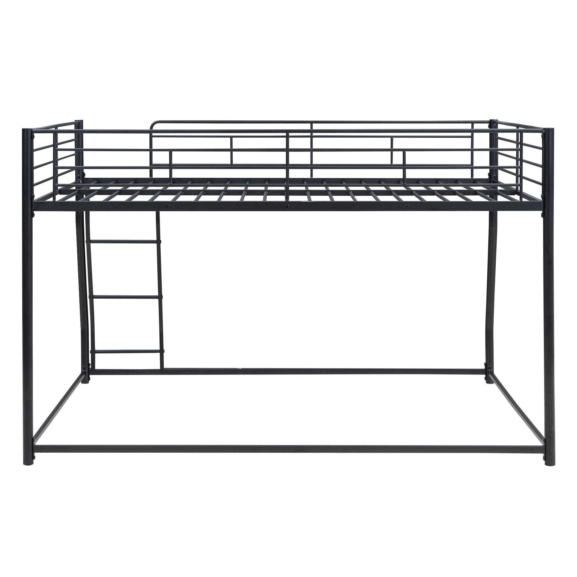 Euroco Metal Full XL over Queen Bunk Bed, Floor Bed with Ladder, Black - Image 10