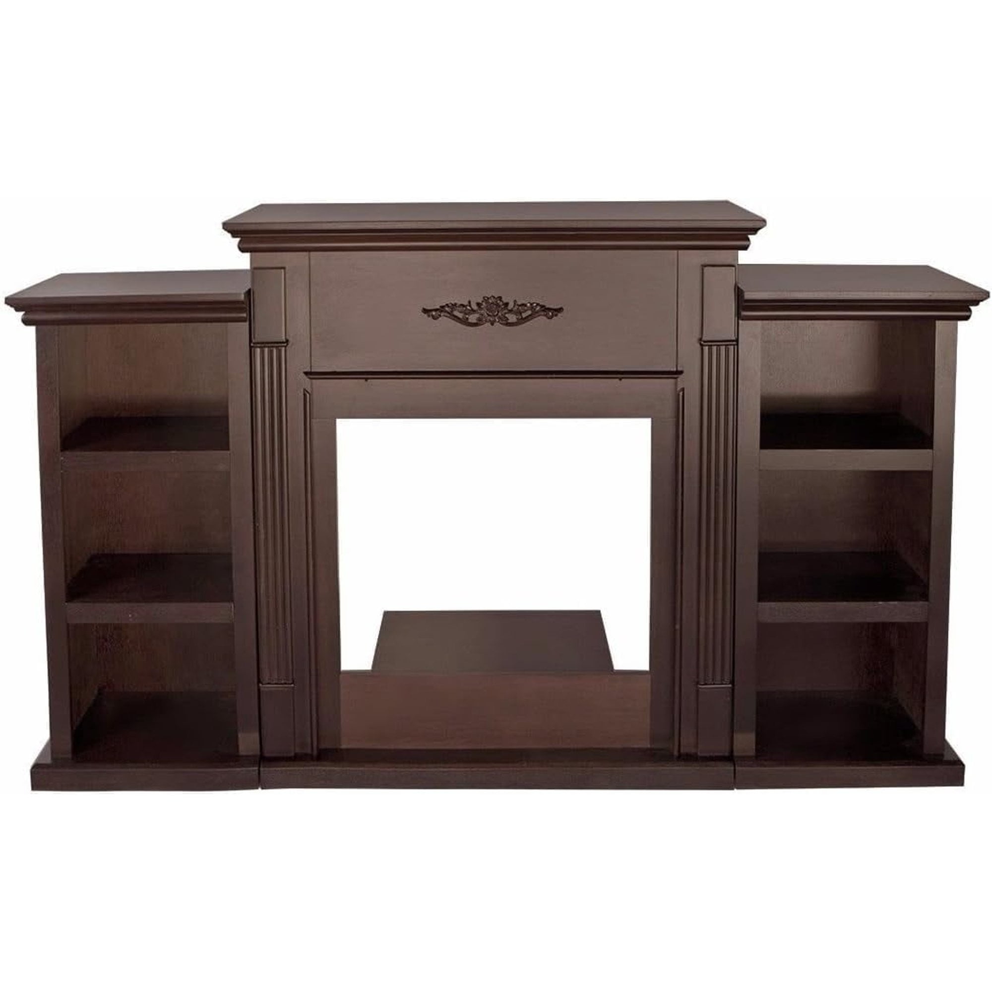 Barton 70” Freestanding Mantel Stand for 28” Electric Fireplace, Modern Media Fireplace Cabinet with Storage Shelves, White - Image 5