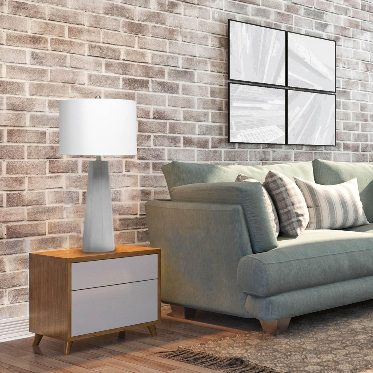 Elegant Designs Concrete Table Lamp with Fabric Shade - Image 4