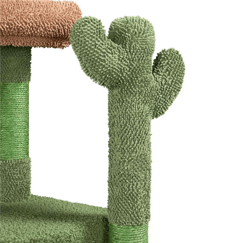 Renwick 42'' H Cactus Cat Tree Cat Tower with Condo & Scratching Posts,Green/Brown - Image 6