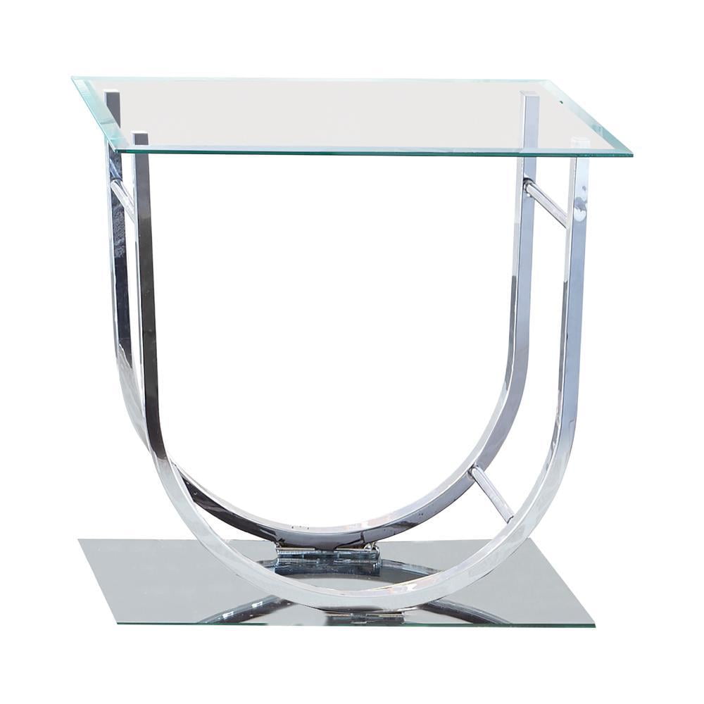 Danville Square U-Shaped Glass Top Side End Table Chrome - Image 3