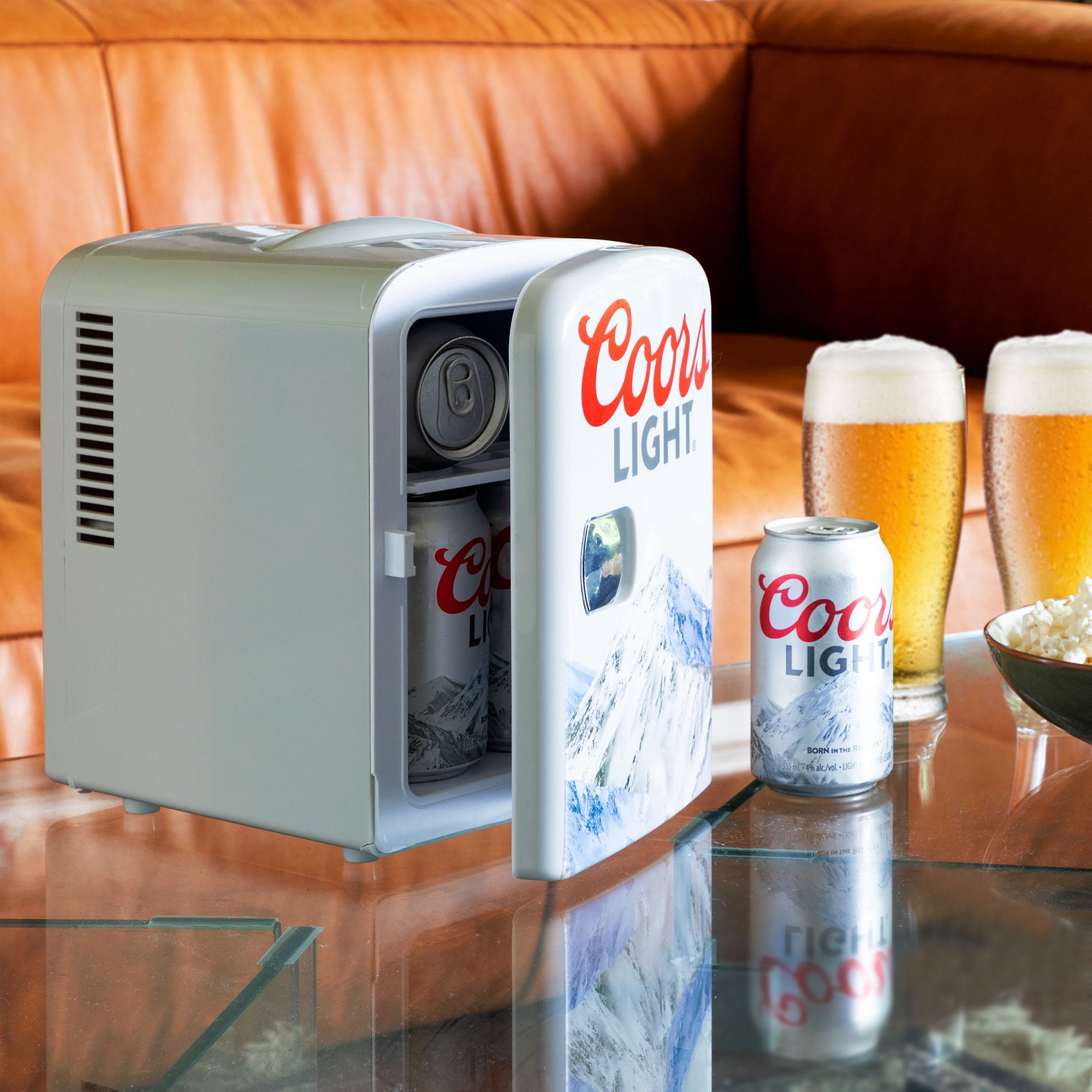 Coors Light 6 Can Mini Fridge 4L Mini Electric Cooler Travel Compact Portable 12V Car Cooler Gray - Image 3
