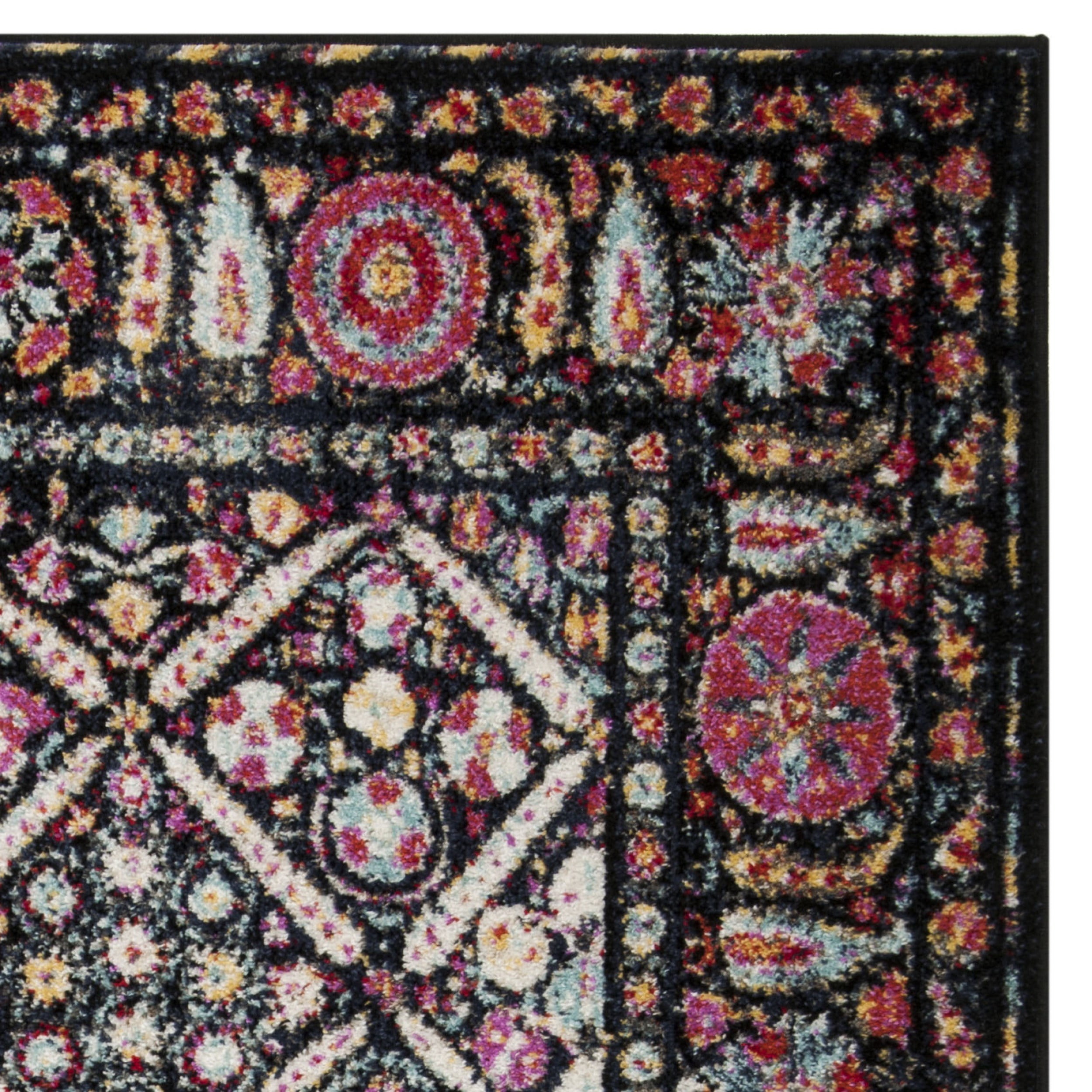 SAFAVIEH Adirondack Carthach Geometric Area Rug, Black/Fuchsia, 6' x 6' Square - Image 2