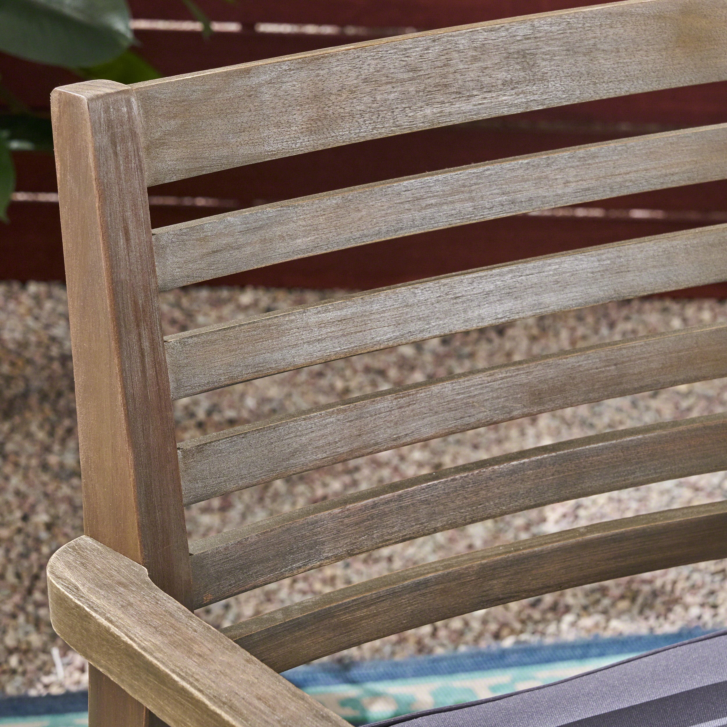 Noble House Casa 3 Piece Outdoor Acacia Wood Bistro Set in Gray and Dark Gray - Image 3