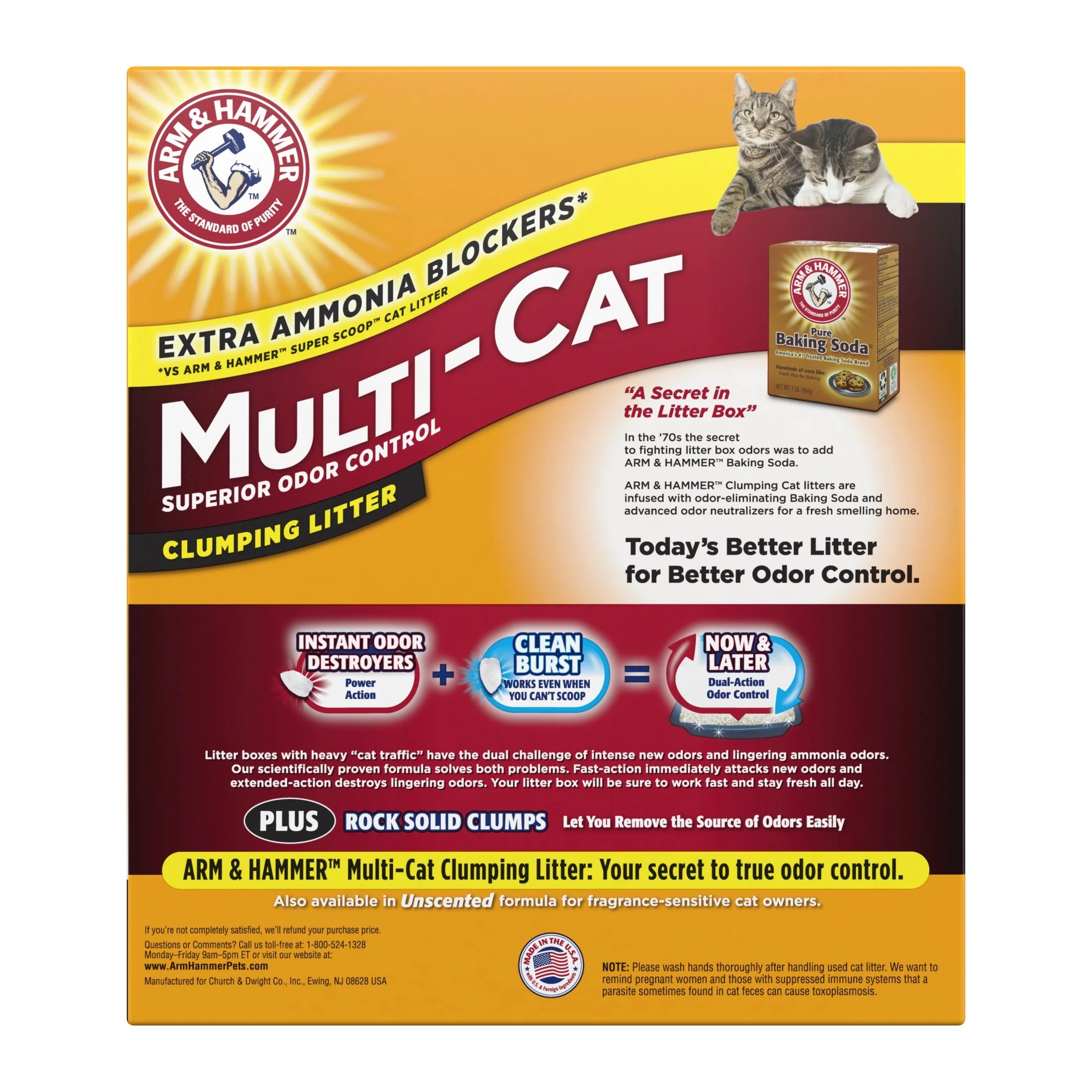 (4 pack) ARM & HAMMER Superior Odor Control Cat Litter, Multi-Cat Clumping Litter, Clean Burst Scent, 40 lb - Image 3
