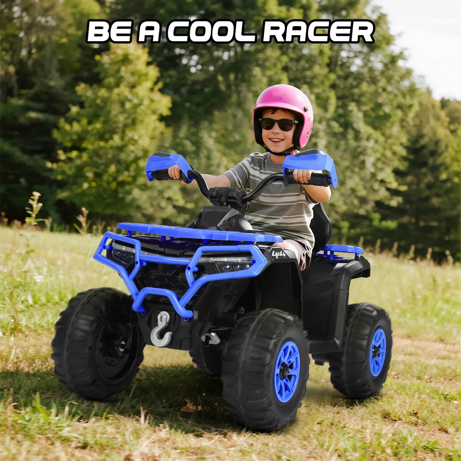 Kids ATV 4 Wheeler, 24V Ride on Toys with 2 Seater, Electric Car w/ Bluetooth/MP3 ,and Flag,Blue - Image 5