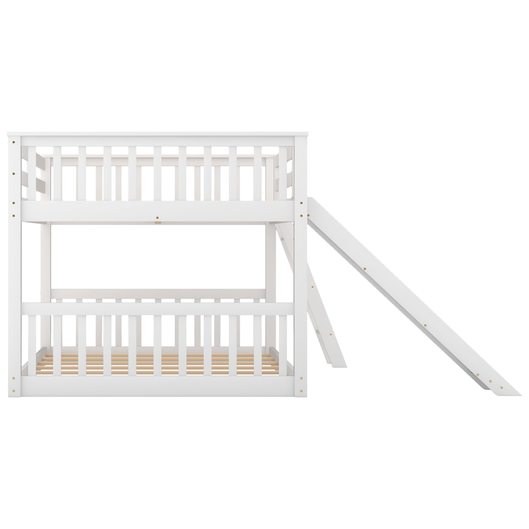 Euroco Full over Full Floor Bunk Bed with Changeable and Ladder, Solid Wood for Kids Teens Adults,White - Image 11