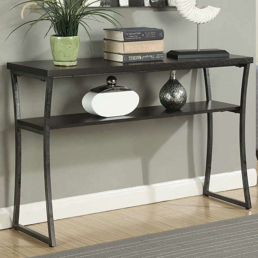Convenience Concepts X-Calibur Console Table with Shelf, Faux Birch/Slate Gray - Image 2