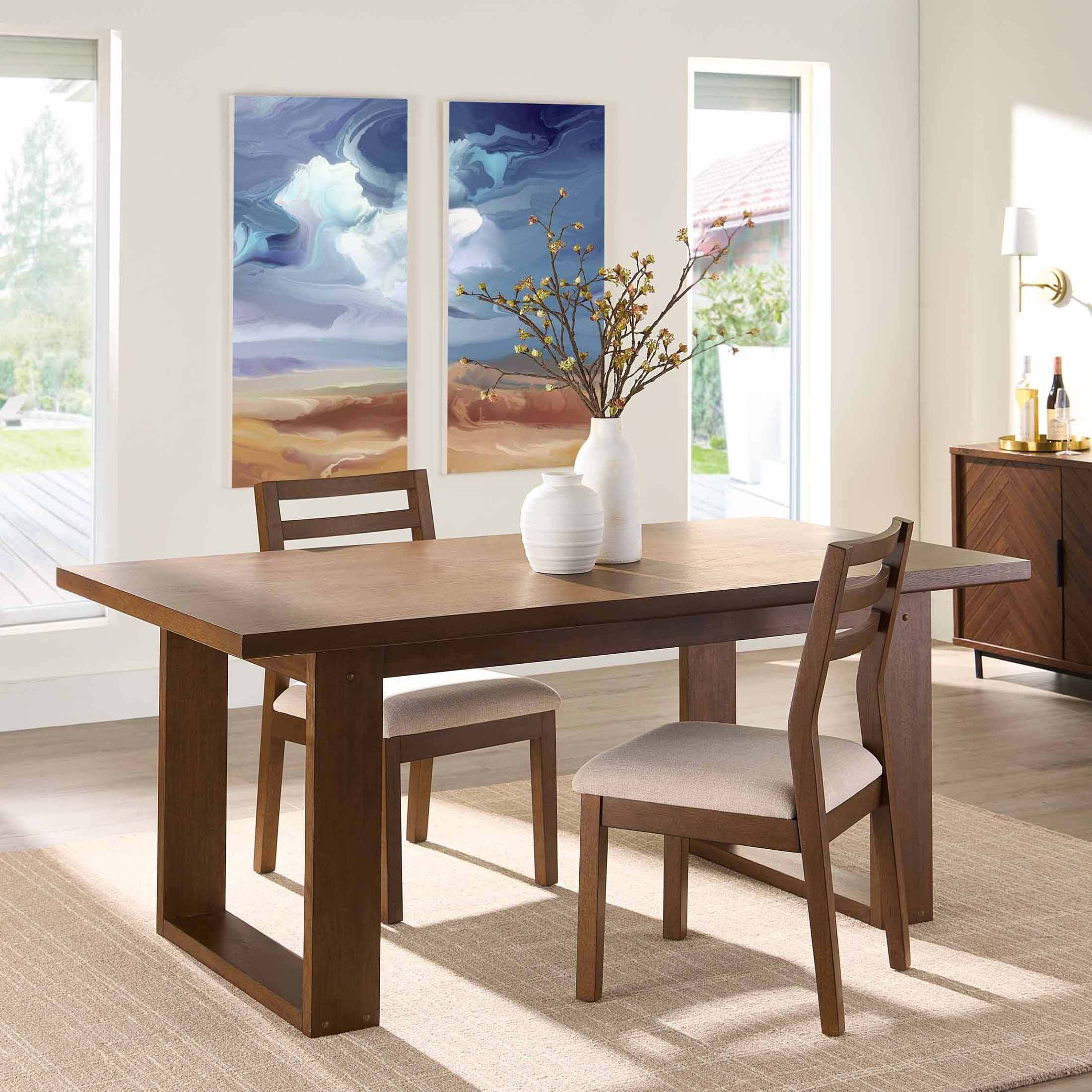 Better Homes & Gardens Ezra Collection Rectangular Double Pedestal Dining Table, 70 in, Walnut - Image 5