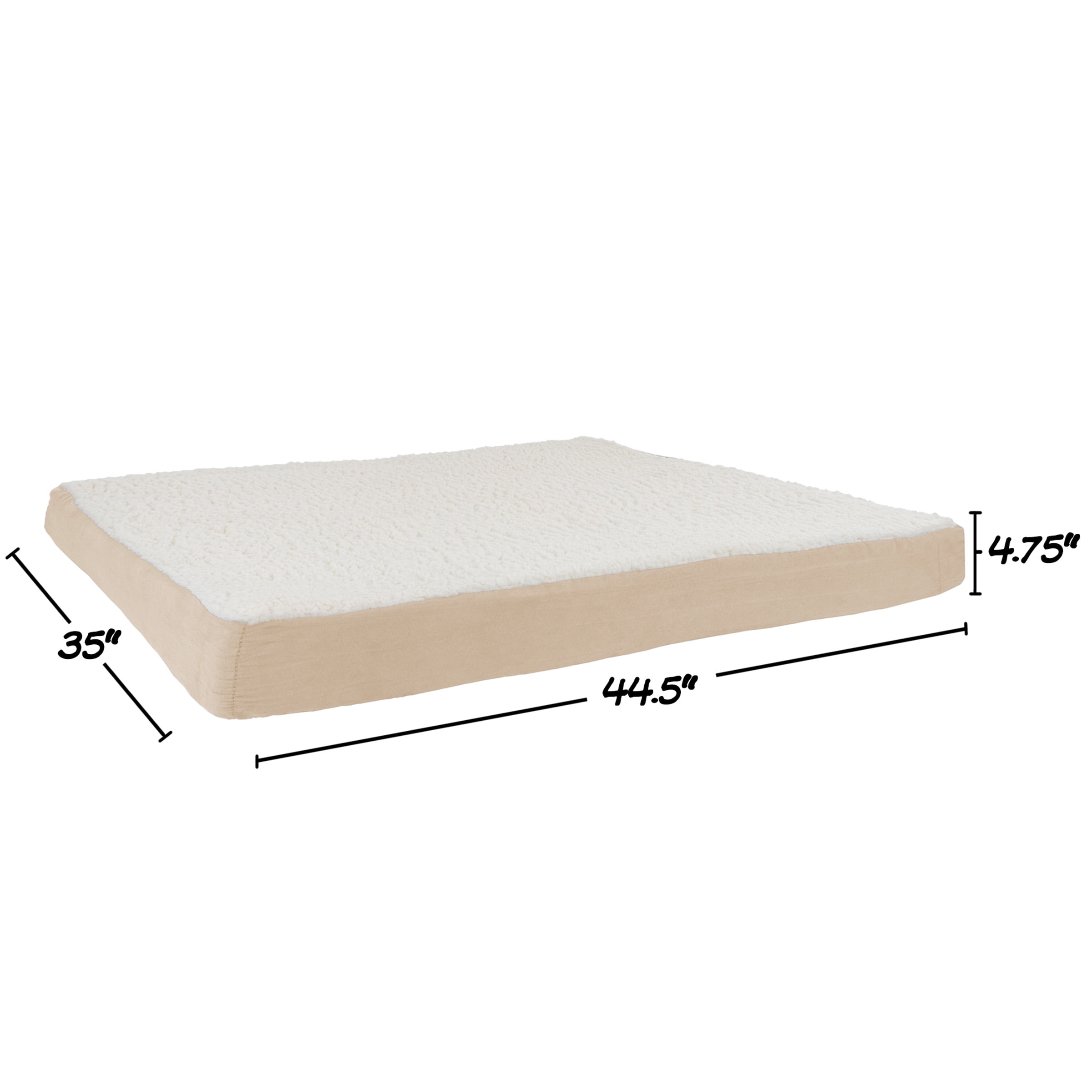 PETMAKER 44x35 Orthopedic Dog Bed with Memory Foam and Sherpa Cover, Tan - Image 3