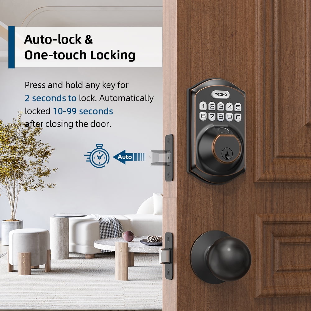 TEEHO Fingerprint Keyless Entry Door Lock, Electronic Smart Deadbolt with 2 Handles Knobs, Digital Doors Lock with Keypad Set, Easy Installation-Oil Rubbed Bronze - Image 5