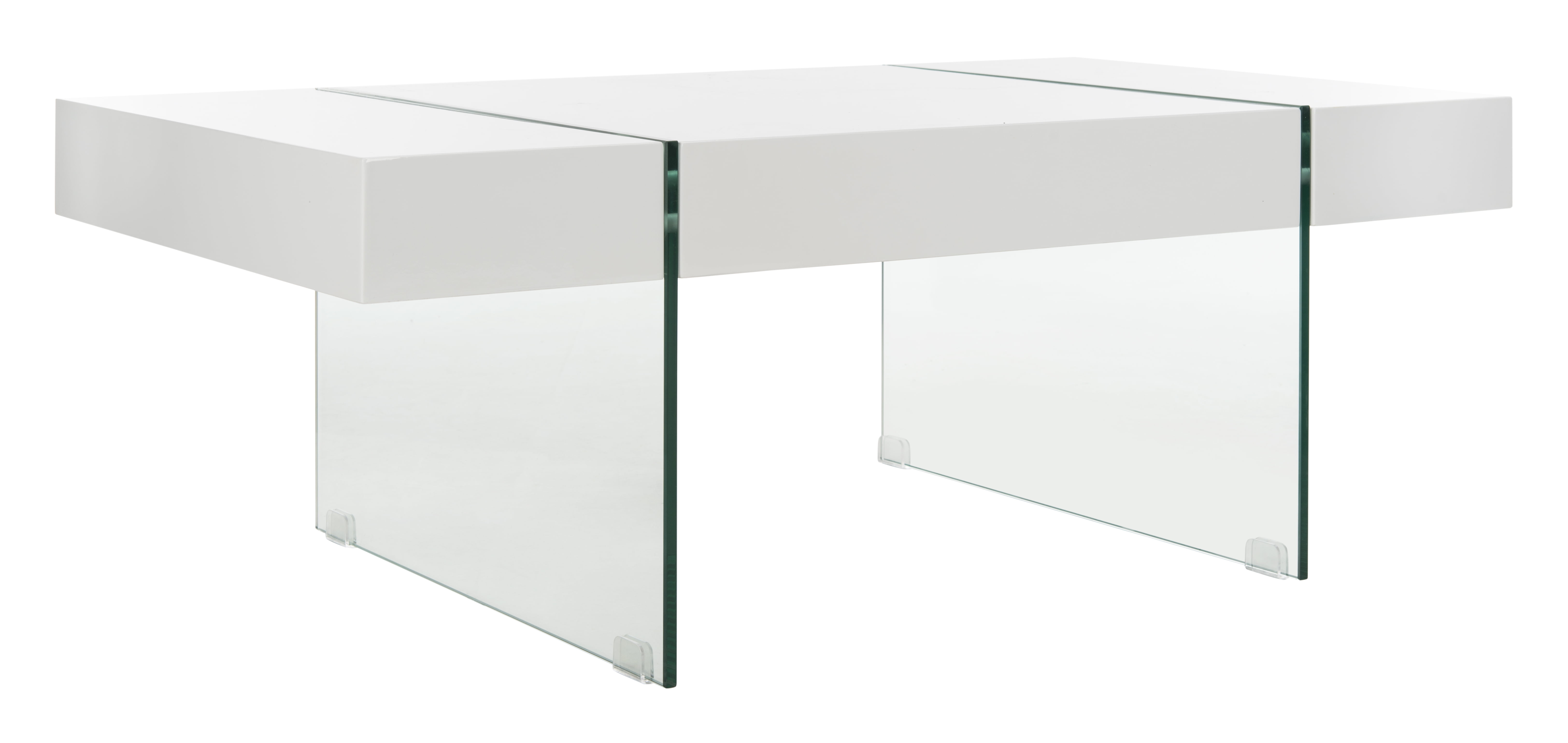 SAFAVIEH Jacob Rectangular Glass Leg Modern Coffee Table, White - Image 7