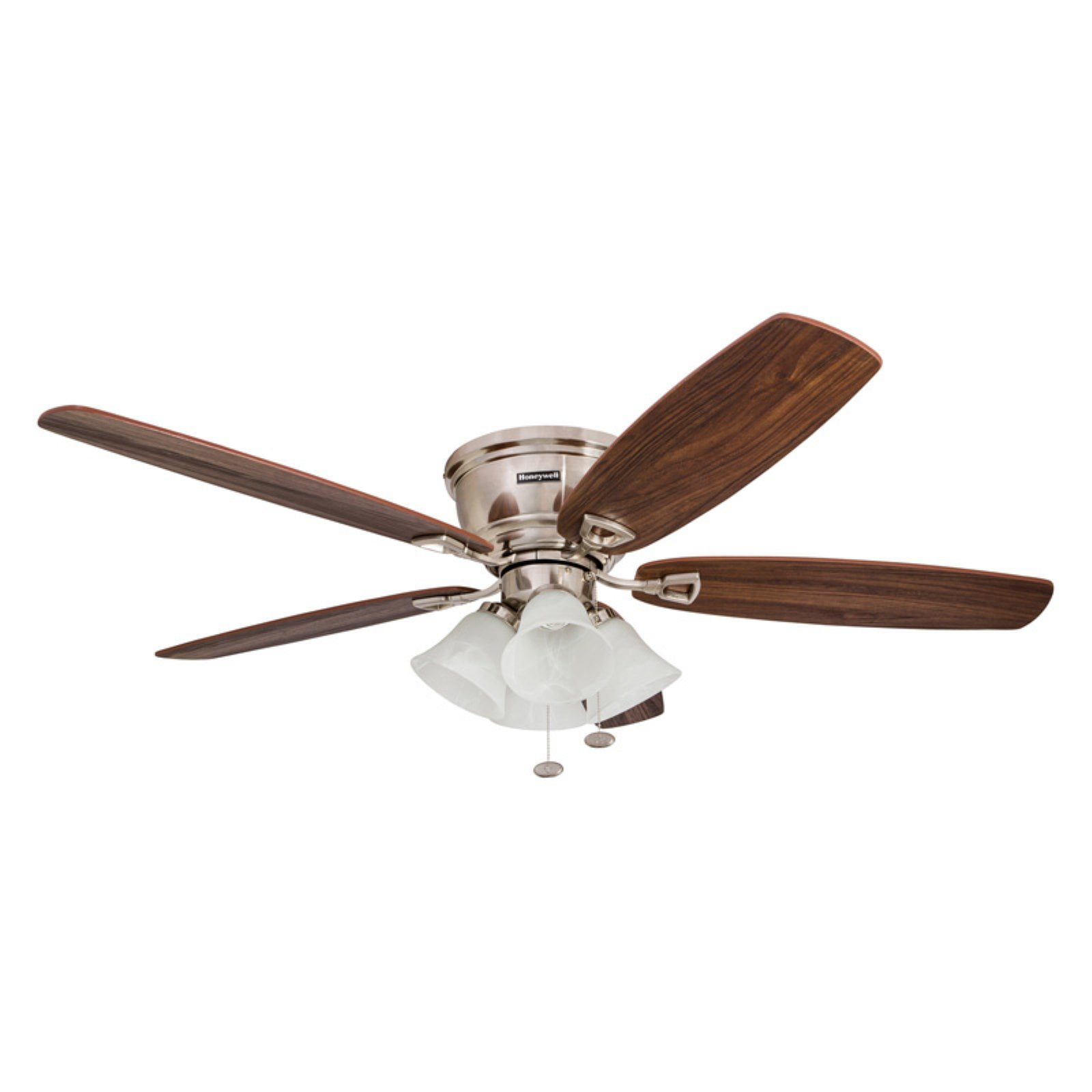 52" Honeywell Glen Alden Brushed Nickel Hugger Ceiling Fan with 4 Light - Image 9