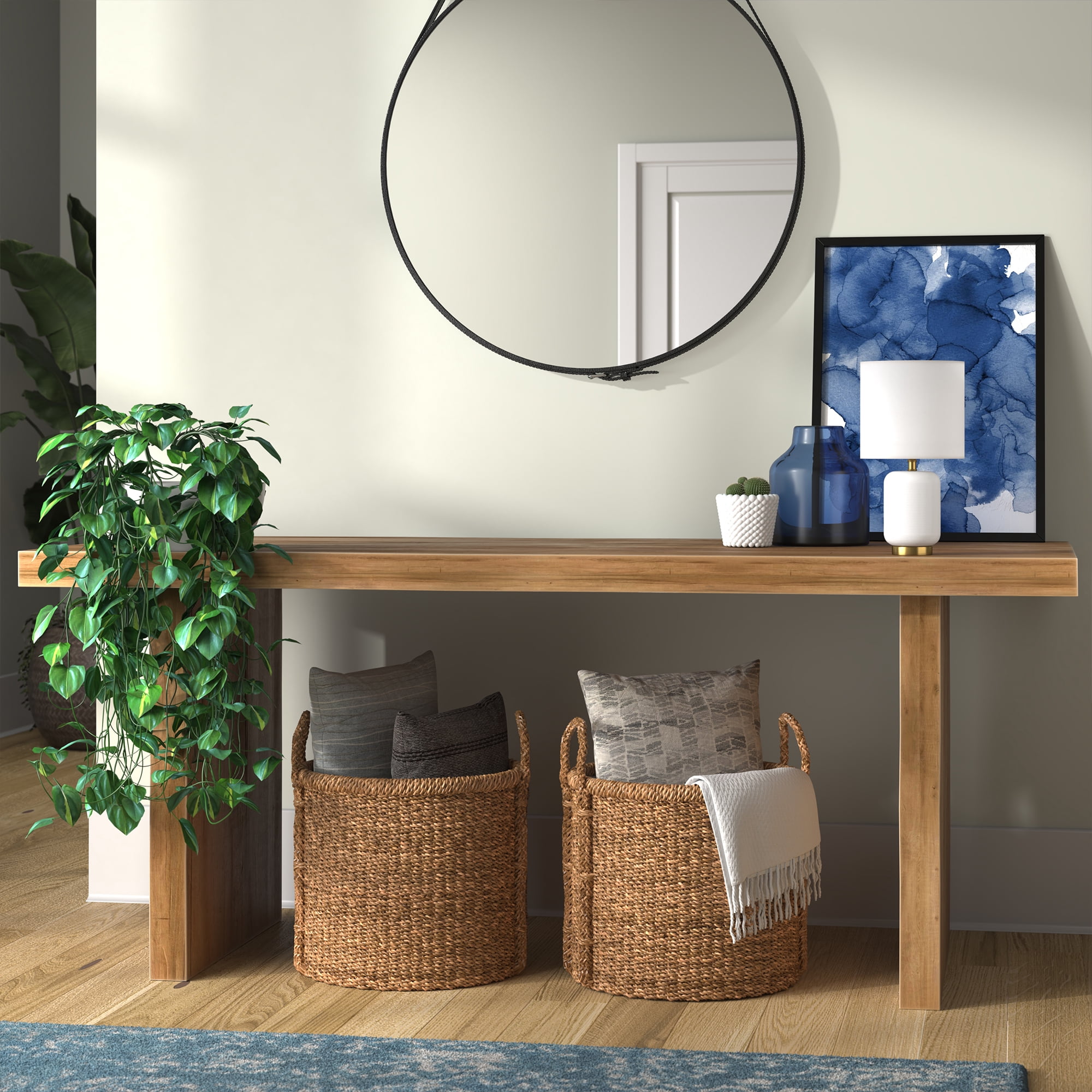 Evelyn&Zoe 15" Retro Ceramic Mini Lamp with White Drum Linen Shade - Image 5