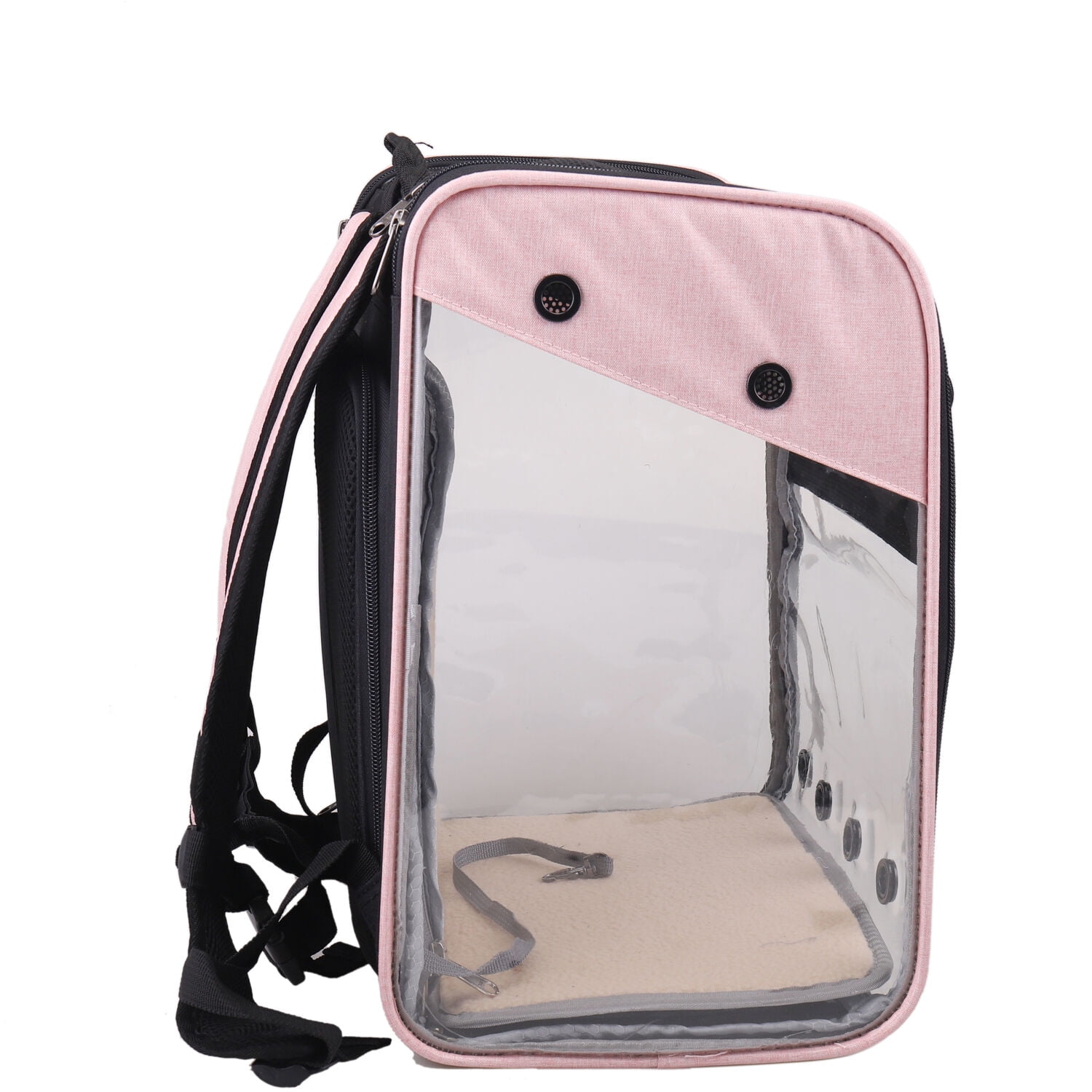 Critter Sitters Light Pink See-Through Pet Backpack for Small Dogs, Cats with Scratch Resistant Breathable Mesh Window | Airline Carry-On Approved | Safety Leash | Durable Transporation for Animals - Image 11