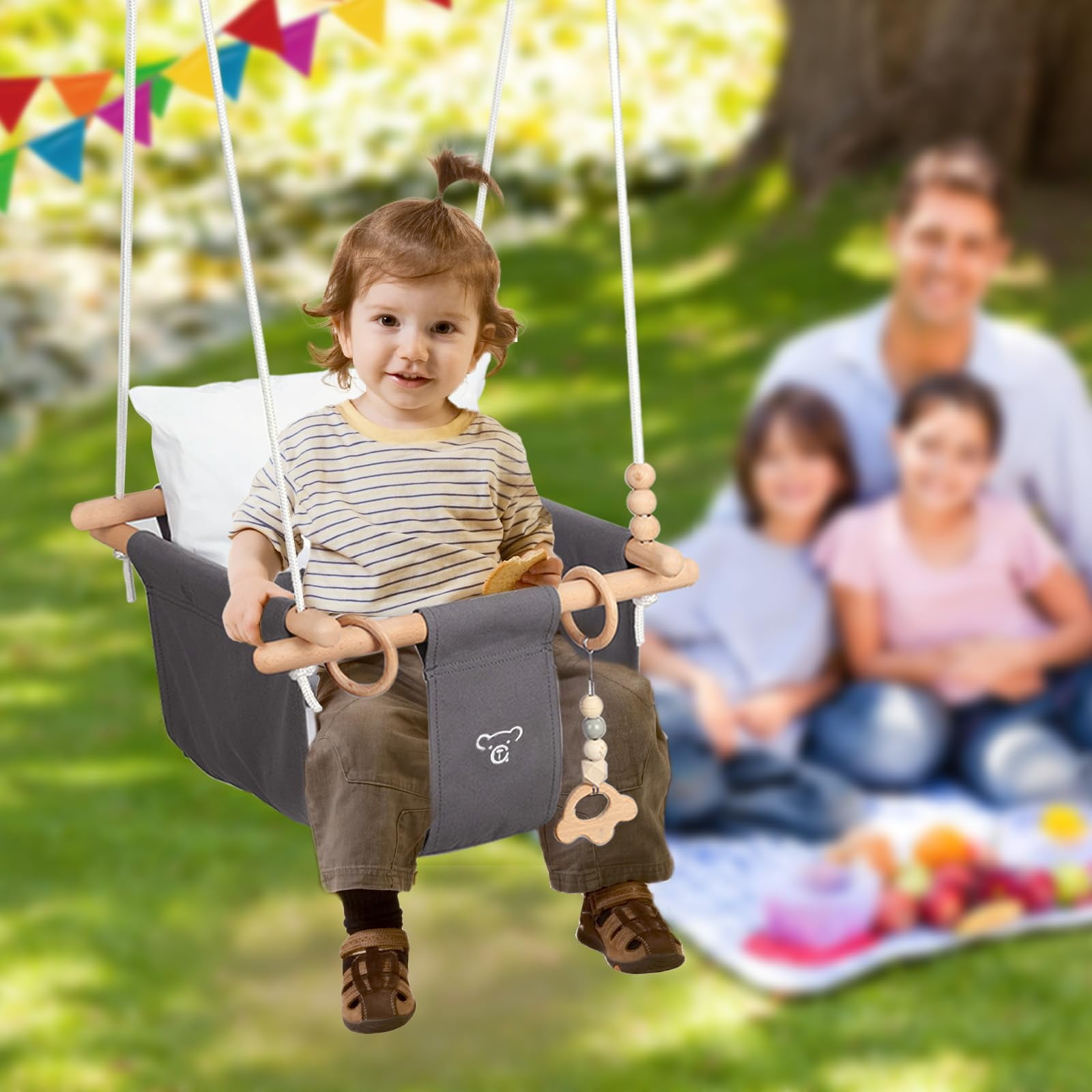 G TALECO GEAR 2 in 1 Baby Swing Outdoor, Baby Jumpers and Bouncers, Indoor Toddler Swing for Baby up to 3 Year, White - Image 7