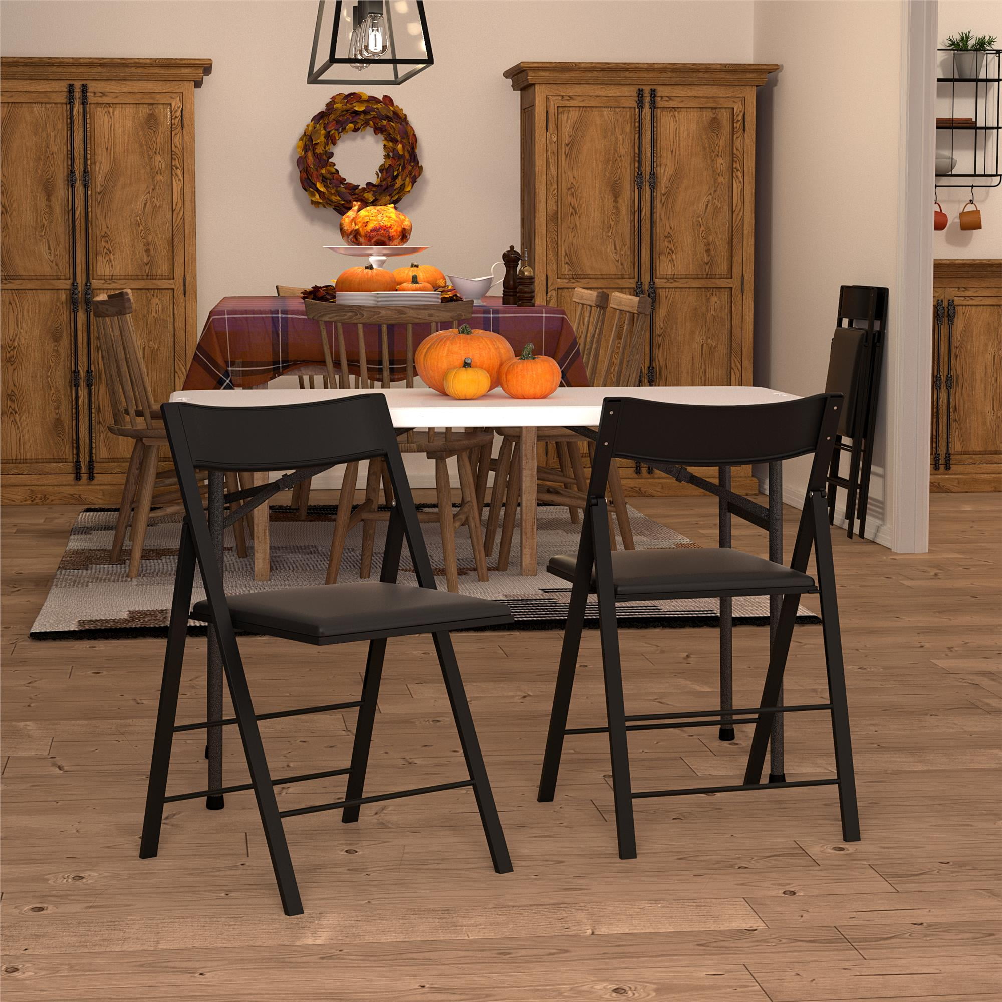 COSCO Modern Folding Chairs with Vinyl Seats, 2-Pack, Black - Image 8