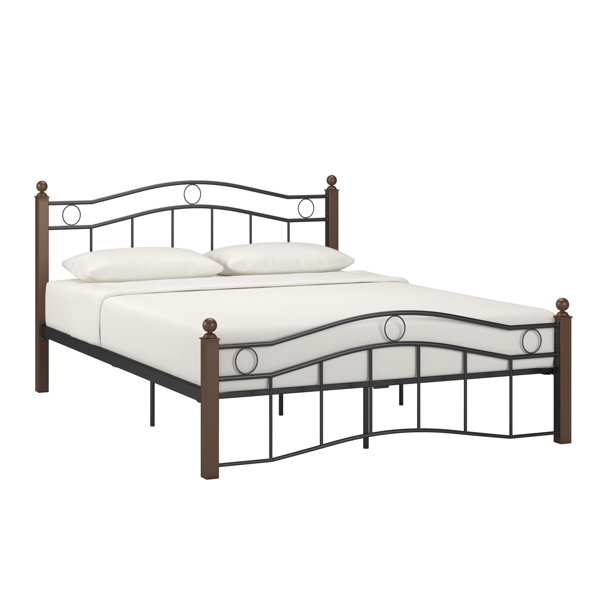 Weston Home Abigail Square Post and Black Metal Adult Platform Queen Bed, Brown - Image 7