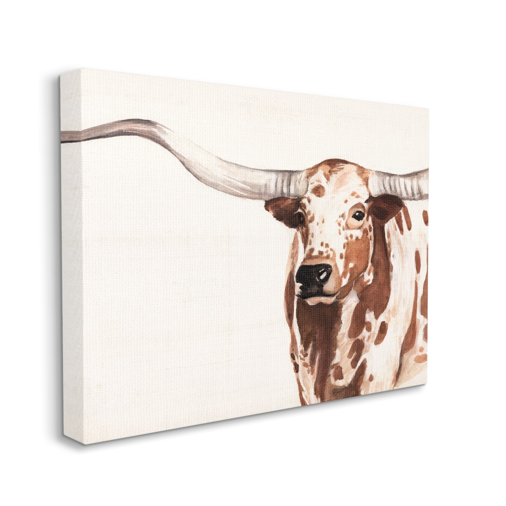 Stupell Industries Spotted Longhorn Cattle Smiling Brown Country Cow Canvas Wall Art, 40 x 30, Design by Annie Warren - Image 5