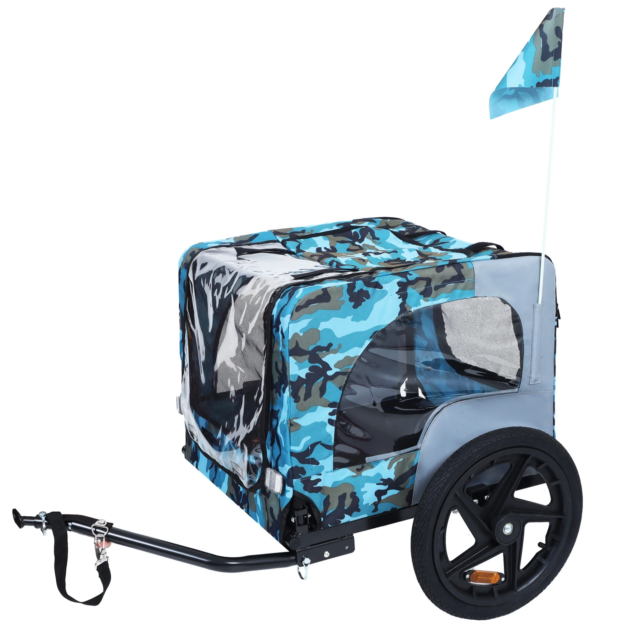 Outdoor Collapsible Pet Bike Trailer with 16-Inch All-Terrain Wheels – Foldable Dog/Cargo Carrier Cart for Bicycles - Image 3