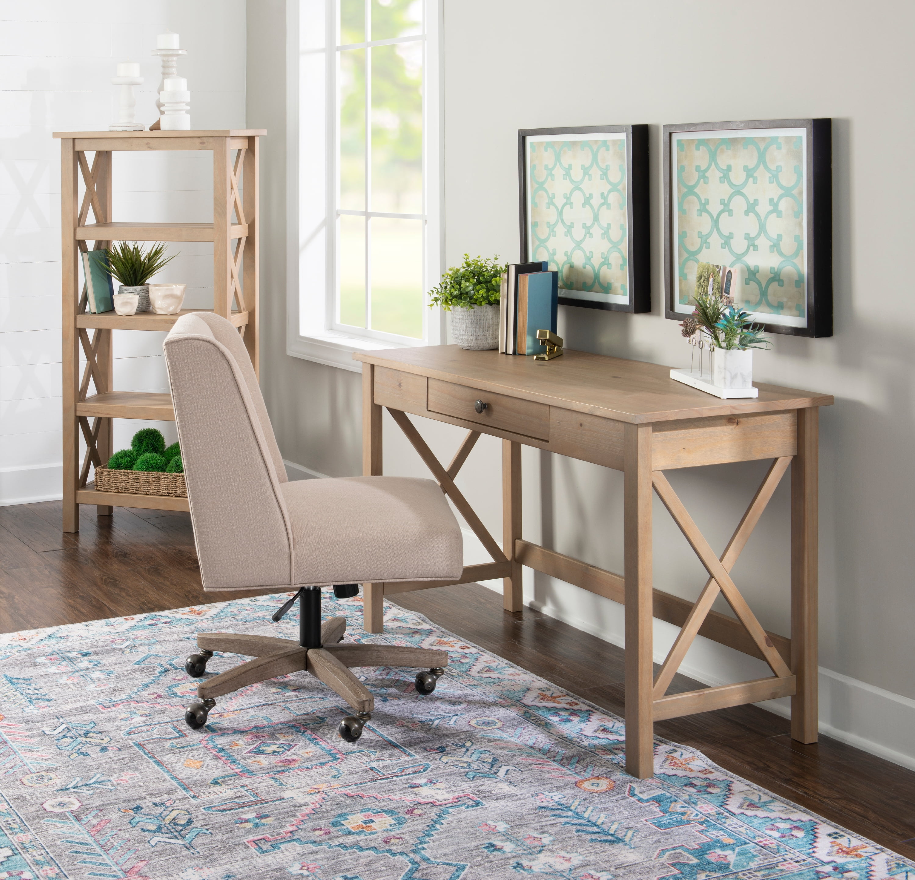 Linon Edmiston 4-Shelf Bookcase, 54" Tall, Driftwood - Image 6