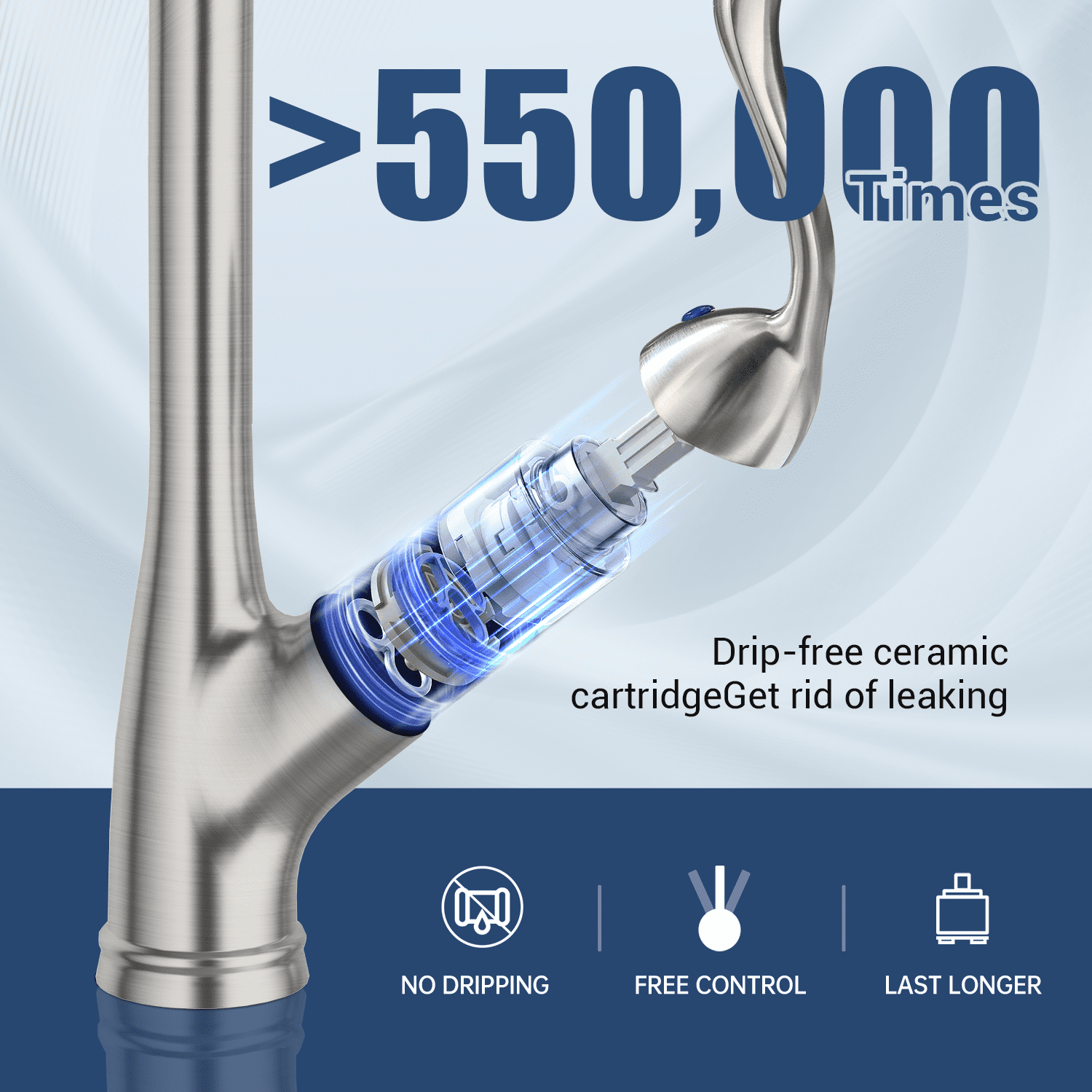 Appaso Stainless Steel Pull Down Kitchen Faucet Single Handle Brushed Nickel with Deck Plate 148BN - Image 6