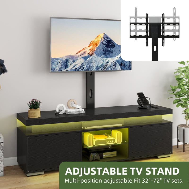 Uforic TV Stand with Mount & Power Outlet, LED TV Mount for 55/60/65 inch TVs, Height Adjustable, Black - Image 4