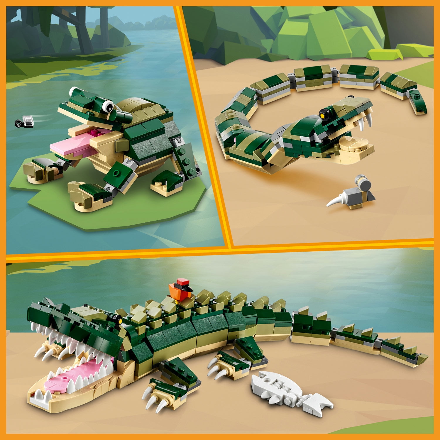 LEGO Creator 3in1 Crocodile 31121 Building Toy Featuring Wild Animal Toys for Kids (454 Pieces) - Image 7