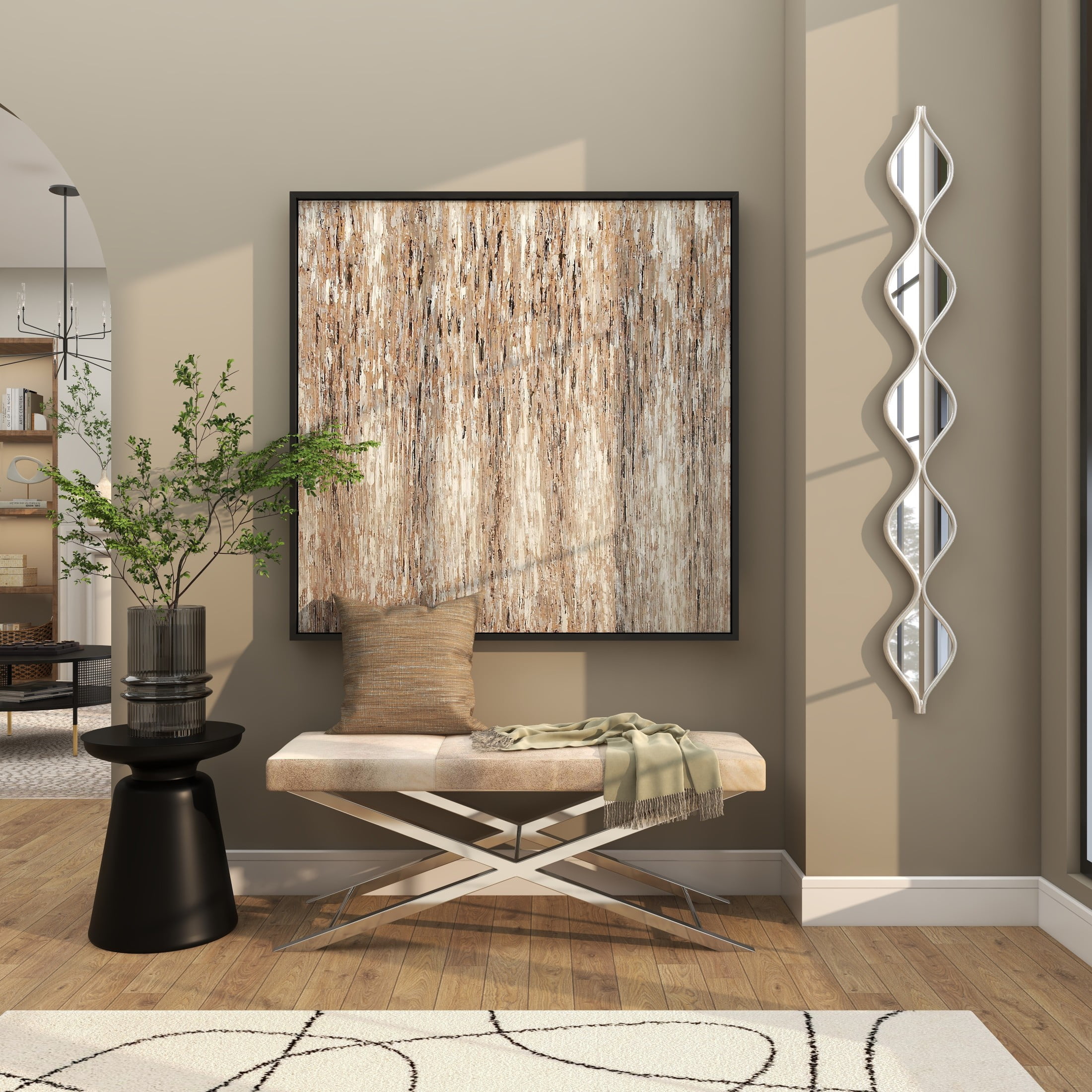 DecMode Contemporary Metal Beveled Oval Shape Wall Mirror with Silver Foil Finish, 7"W x 58"H - Image 12