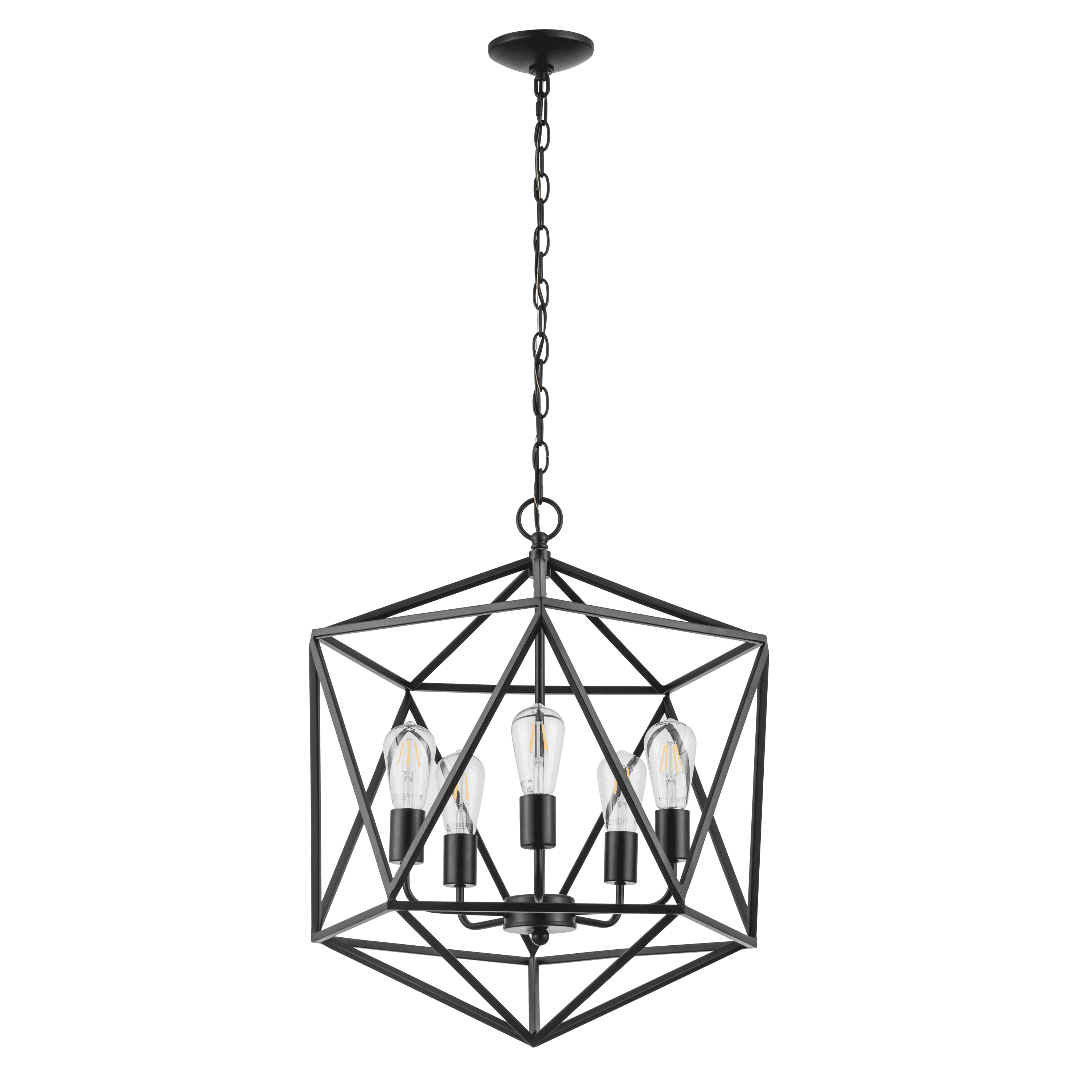 Prominence Home Heleo 5 Light Modern Matte Black Geometrical Chandelier - Image 2