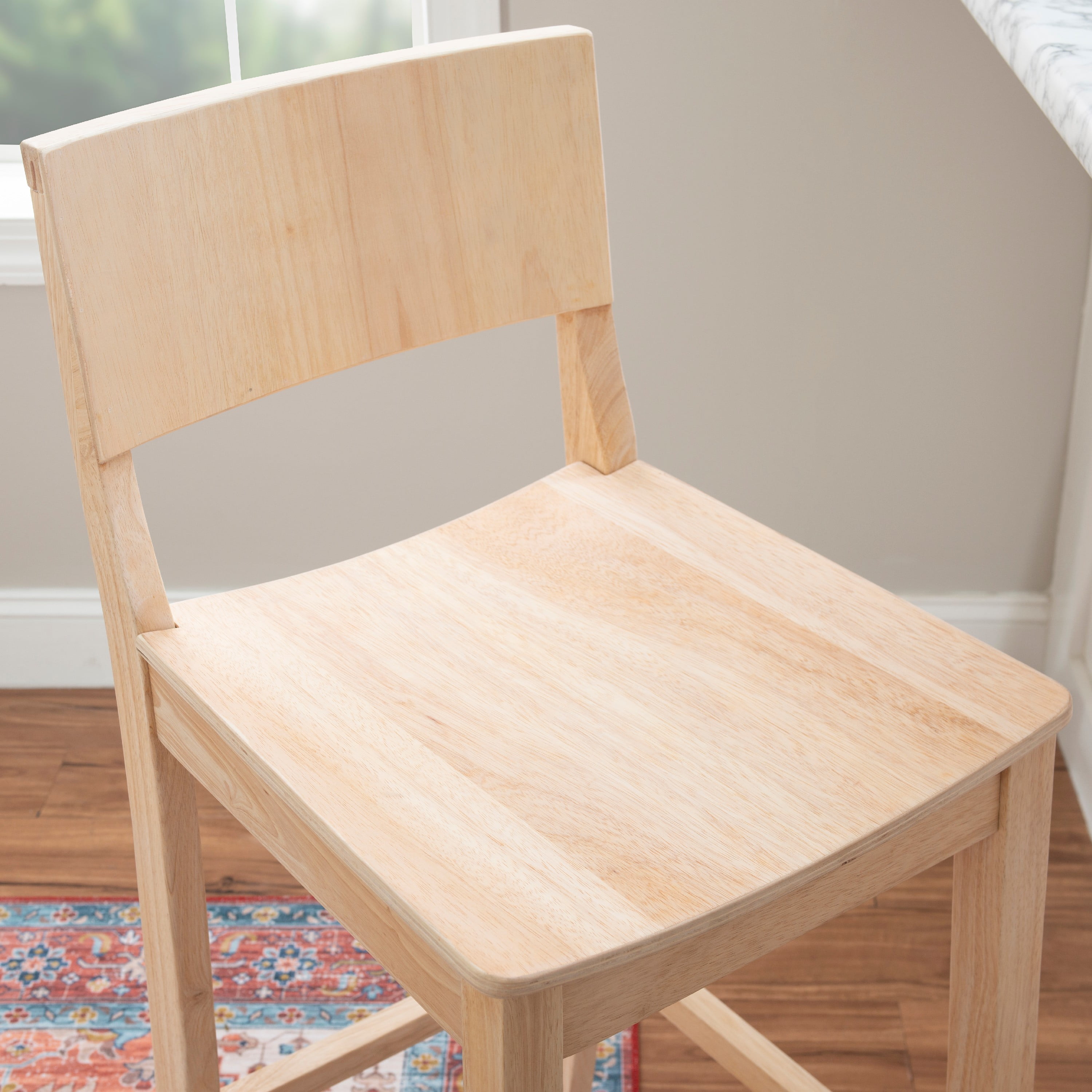 Linon Darcy 30" Indoor Wood Bar Stool, Set of 2, Unfinished - Image 5