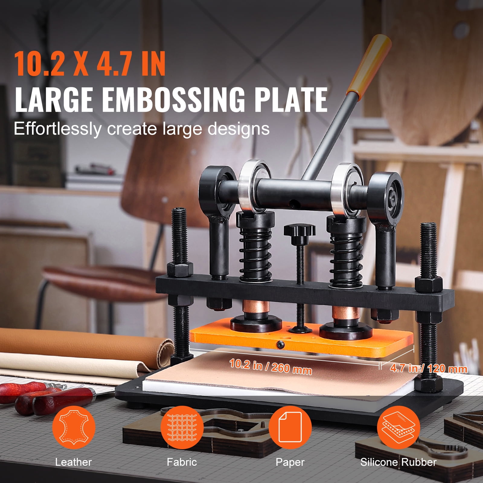 KFFKFF Leather Cutting Machine, 10.2 x 4.7 in Stamping Plate Hand-Operated Die Slicer, 0.47 in Compression Movement Twin Guide Rods Die Slice Apparatus, Leather Stamping Tool - Image 2