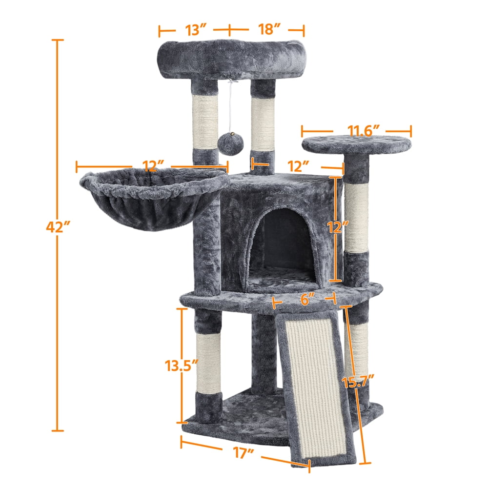 Renwick 37″H Big Condo Cat Tree with Scratching Post for Kittens,Dark Gray - Image 8