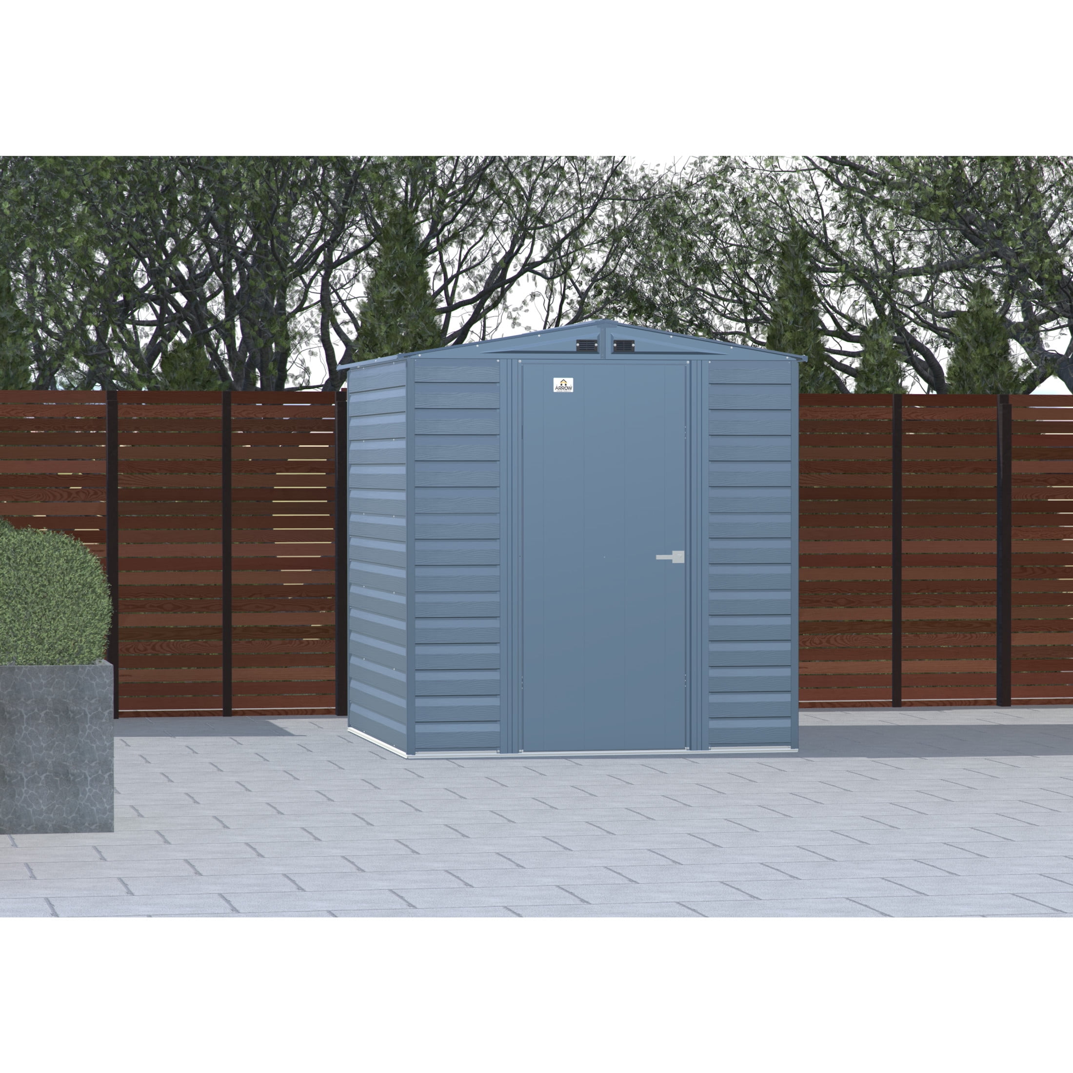Arrow Select 6 x 5 x 7 ft Blue Grey Steel Storage Shed - Image 2