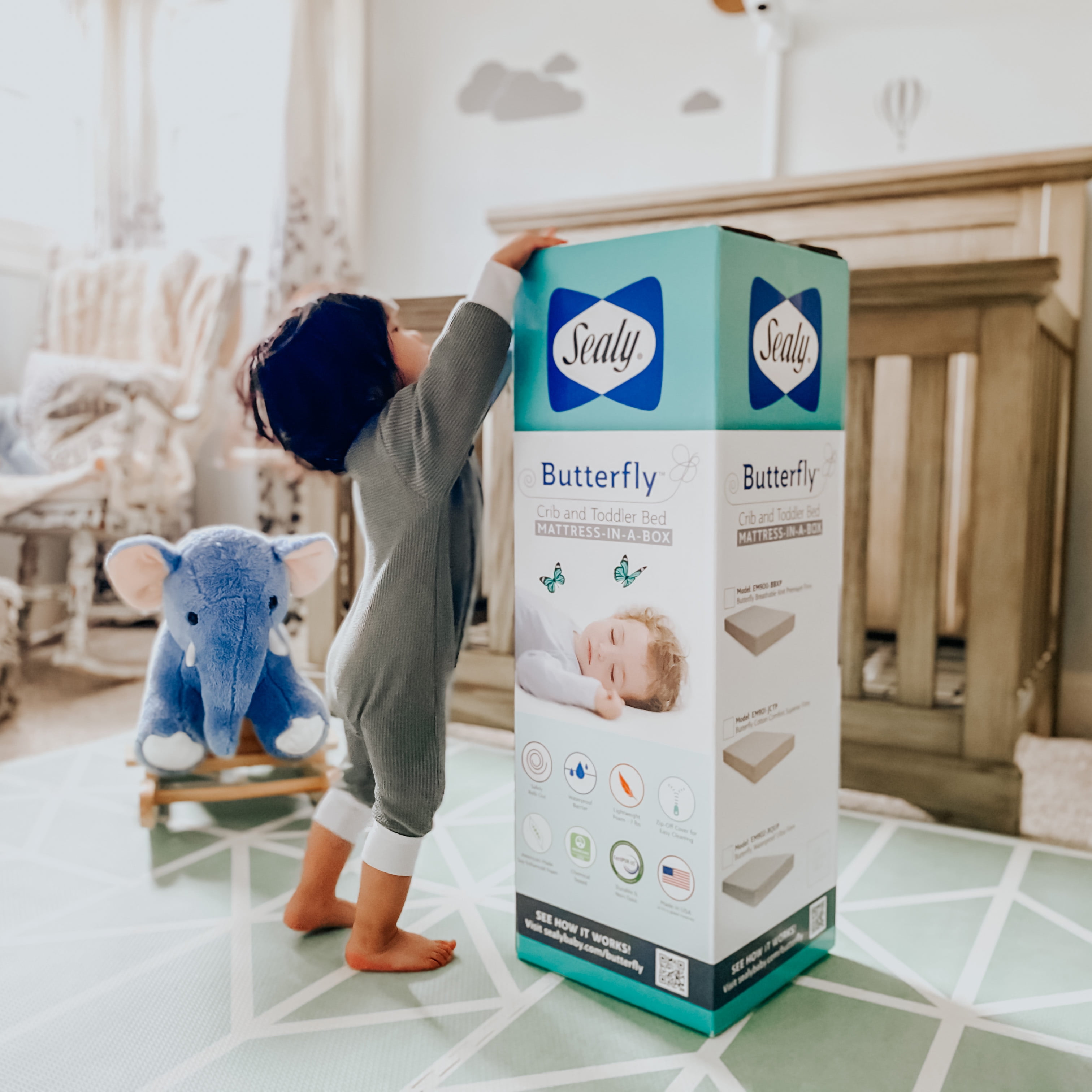 Sealy Butterfly Premium Firm Foam Crib Mattress with Waterproof Cover - Image 3