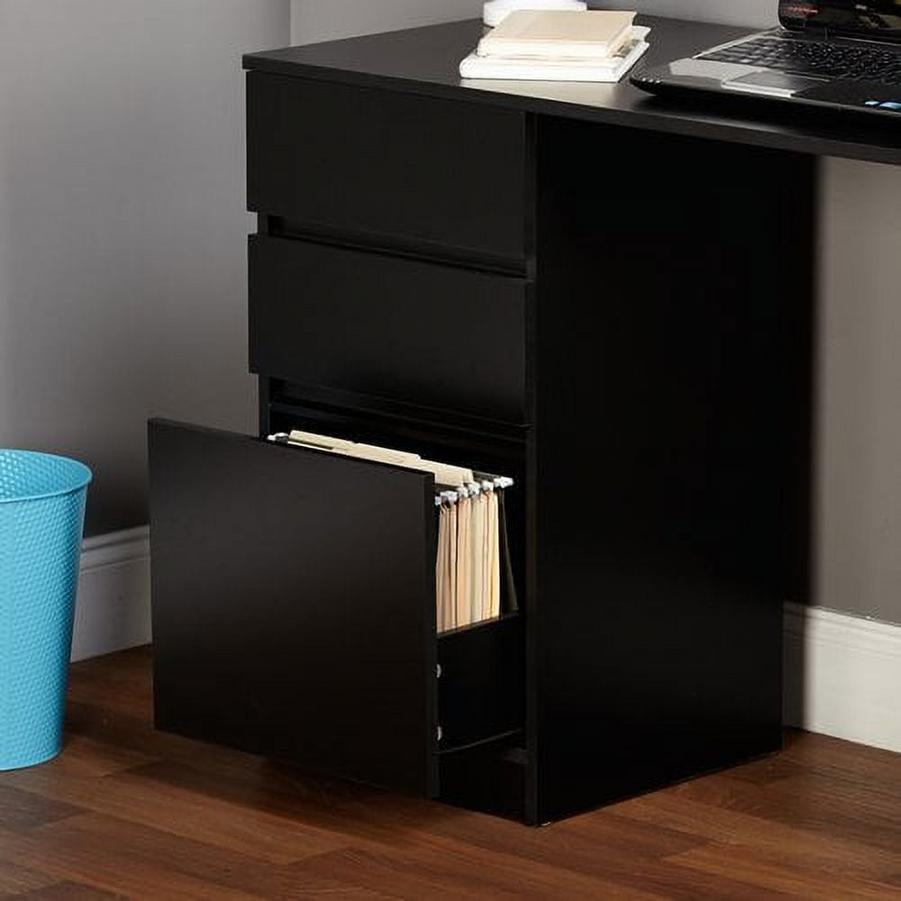 Como Writing Desk with 3 Storage Drawers, Black - Image 3