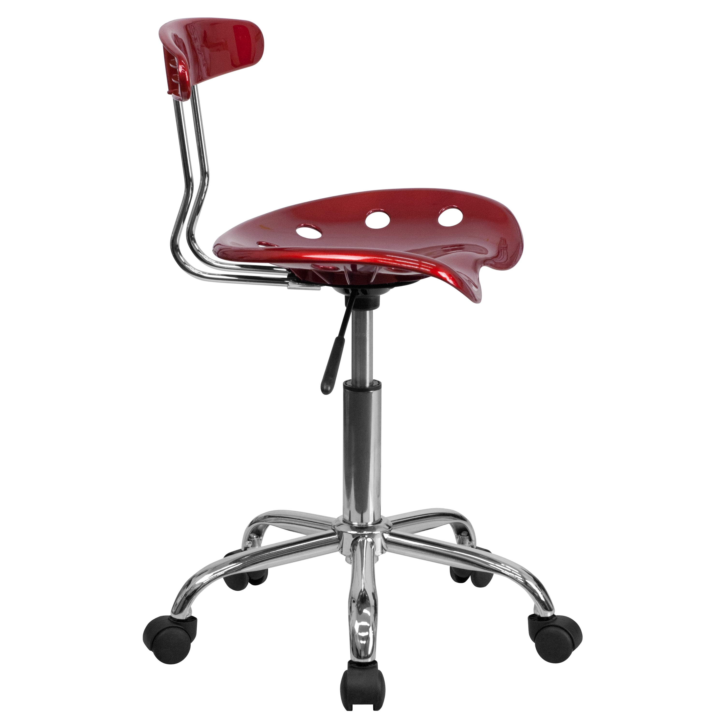 Flash Furniture Vibrant Wine Red and Chrome Swivel Task Office Chair with Tractor Seat - Image 7