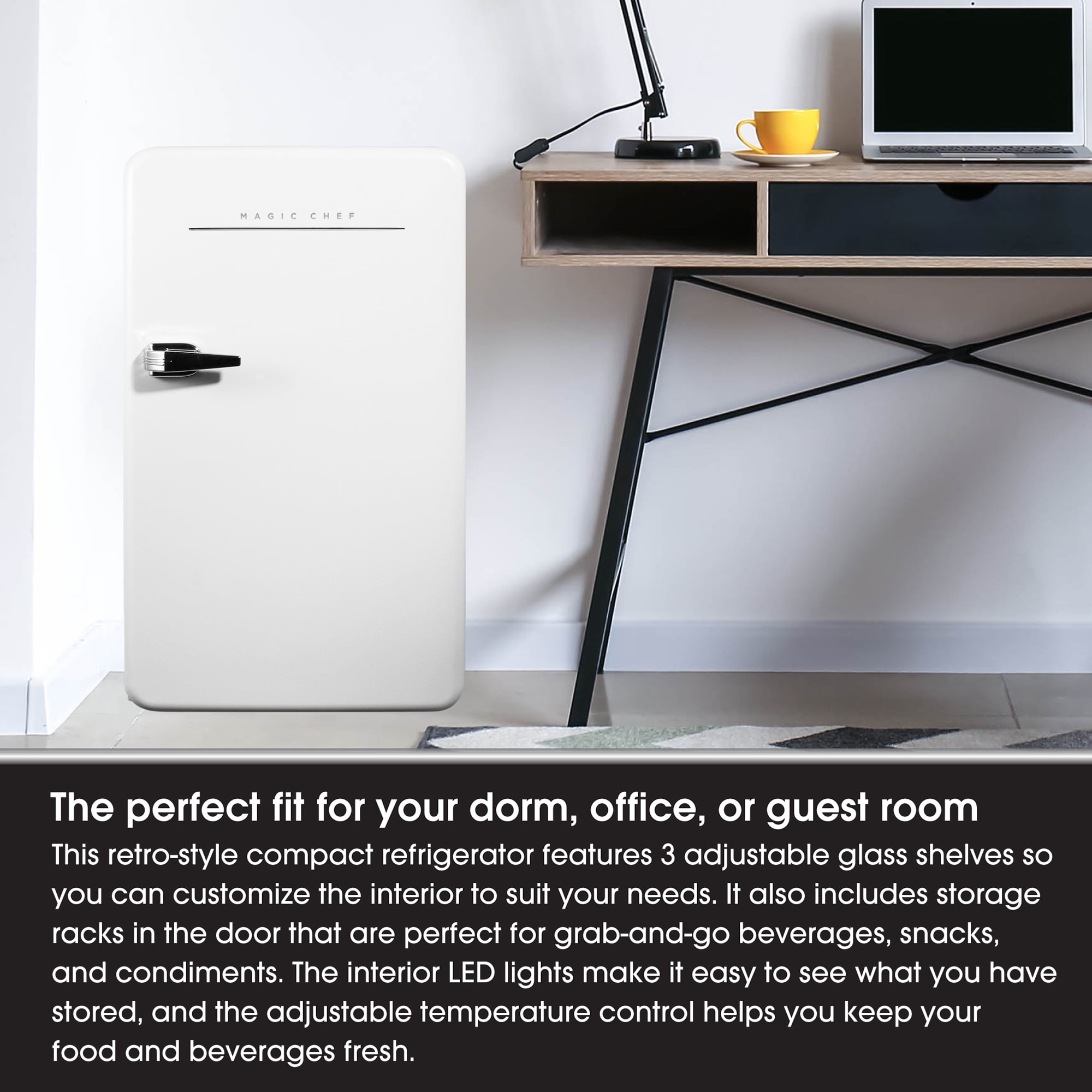 Magic Chef MCR32CHW Manual Defrost Retro Mini Fridge, White, 3.2 cu. ft., 120 V - Image 7